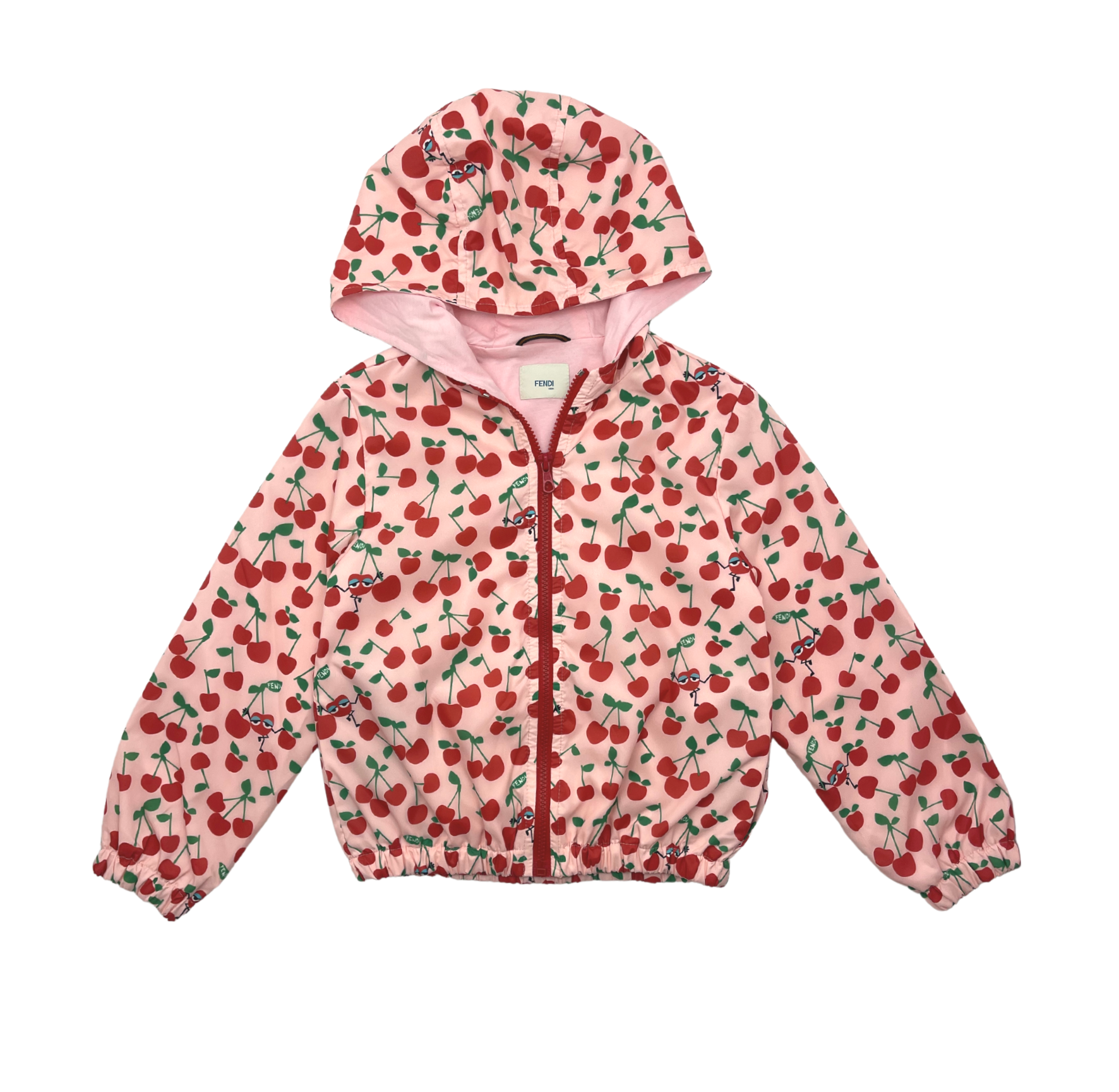 FENDI - Veste à capuche cerises rose & rouge - 7 ans