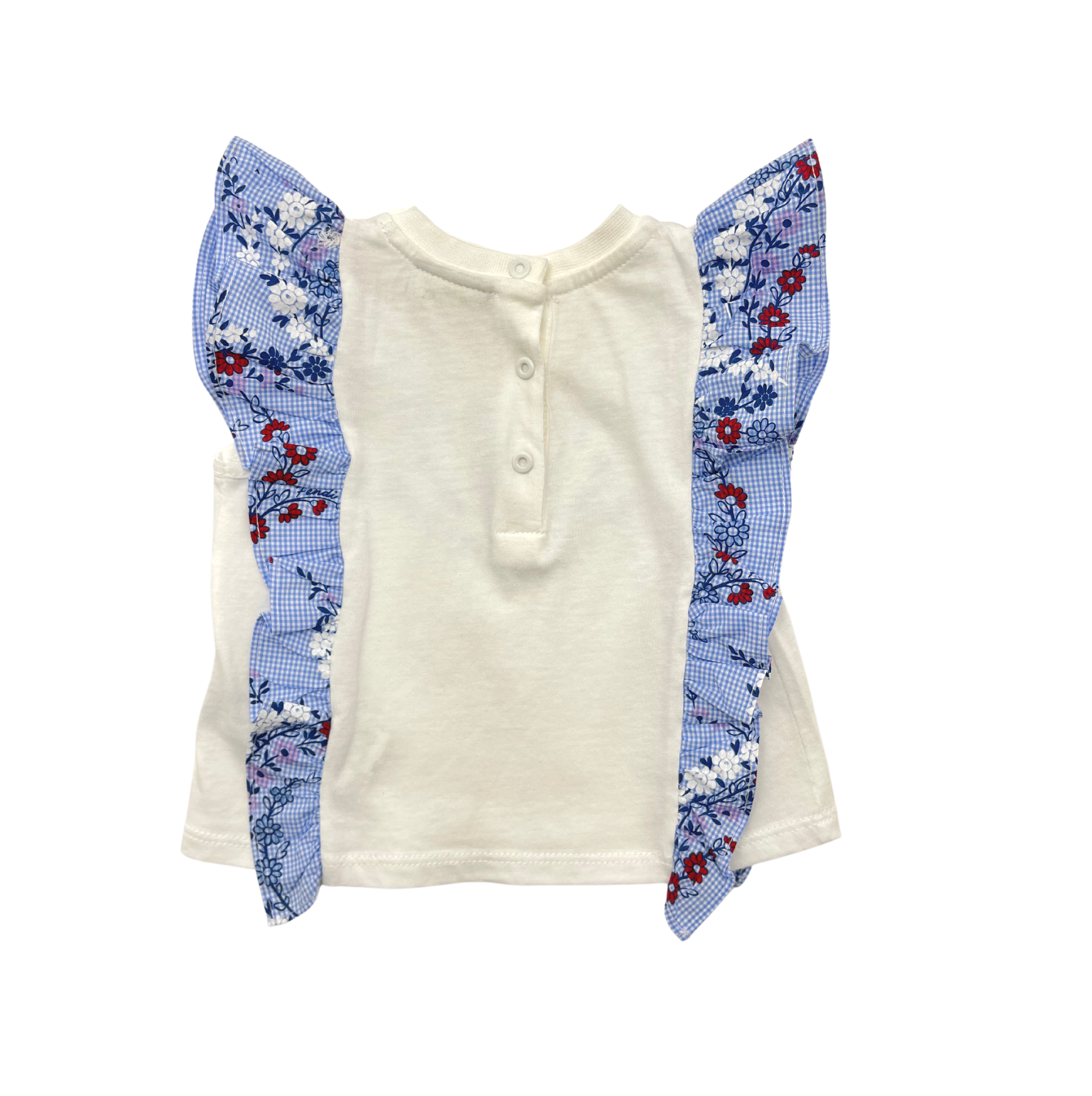 FENDI - Top à volants vichy et motifs fleuris - 3 mois