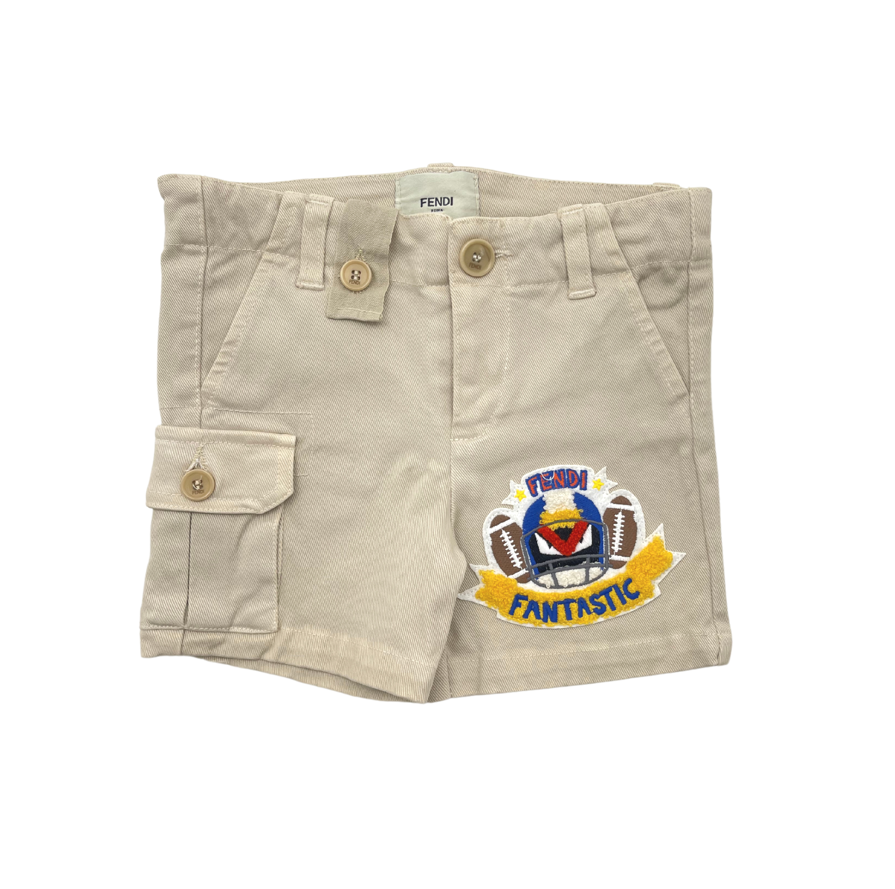 FENDI - Short bermudas beige motif monstre football - 3 mois