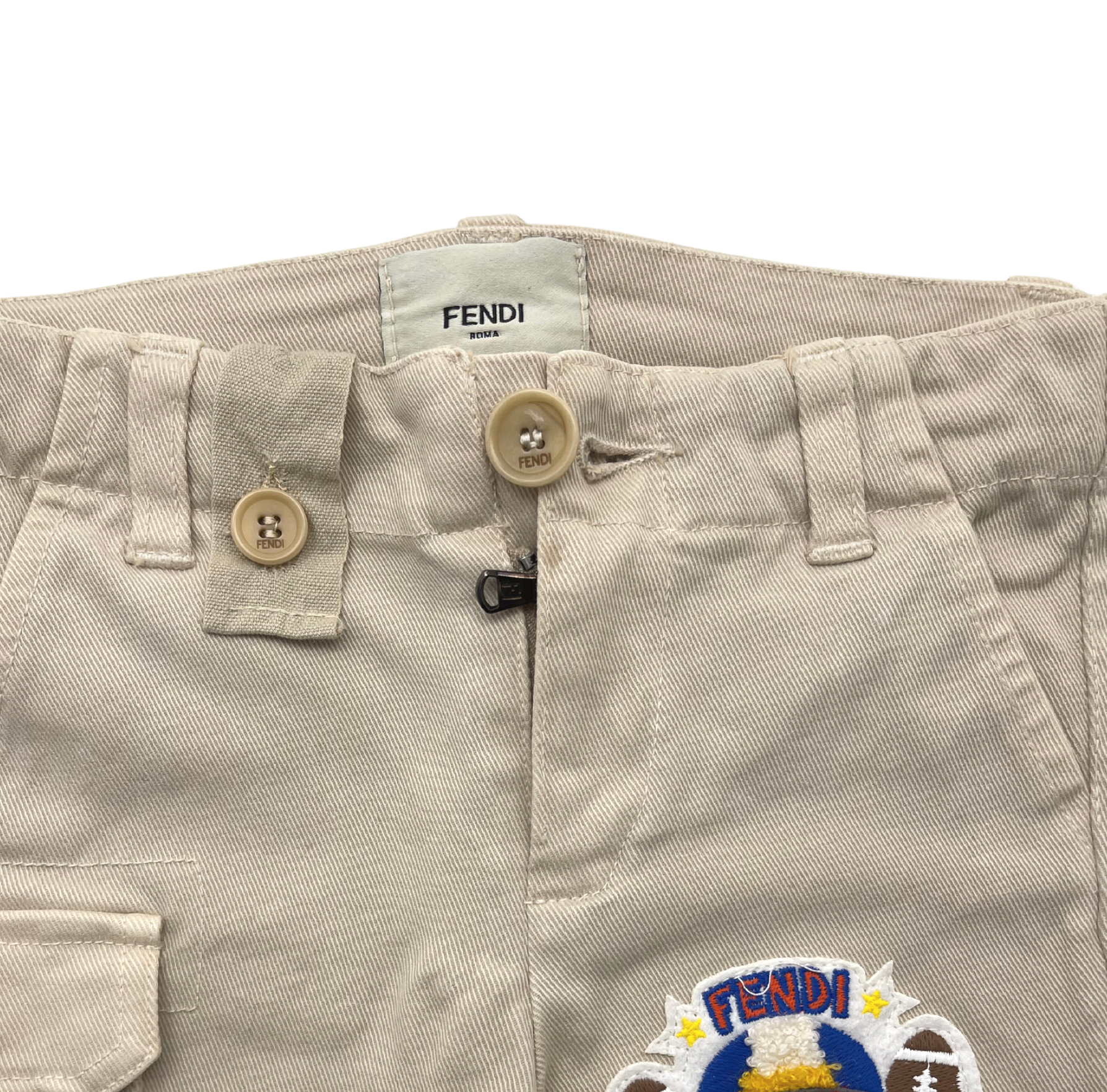 FENDI - Beigefarbene Bermudashorts mit Fußballmonster-Motiv - 3 Monate