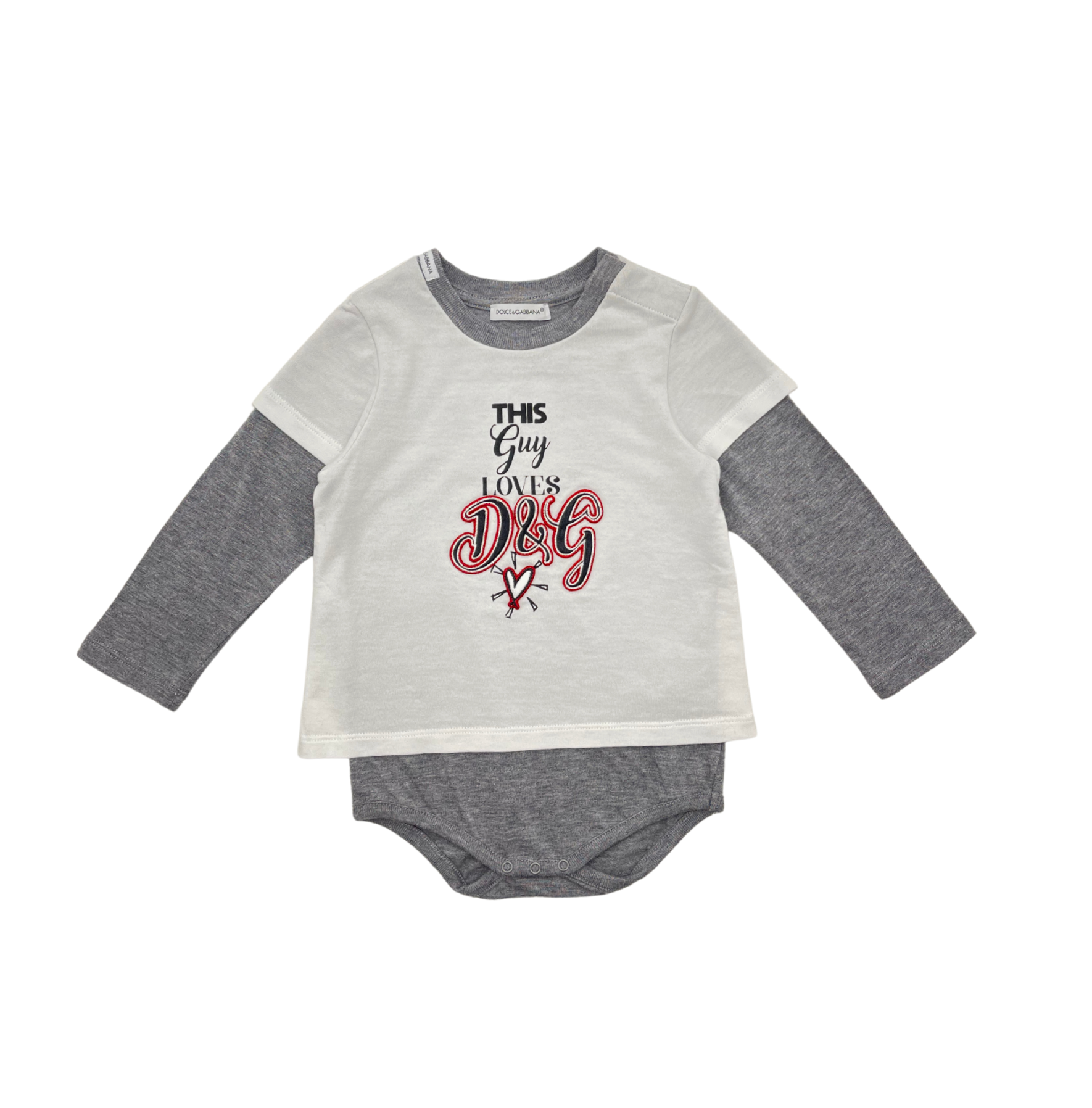 DOLCE & GABBANA - Grau-weißer Body - 6/12 Monate