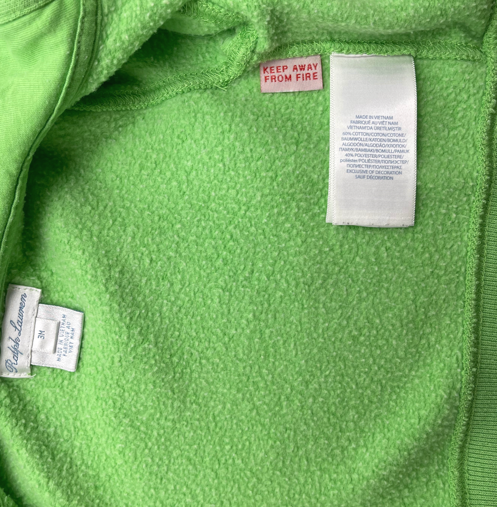 RALPH LAUREN - Sweat vert pomme - 3 mois