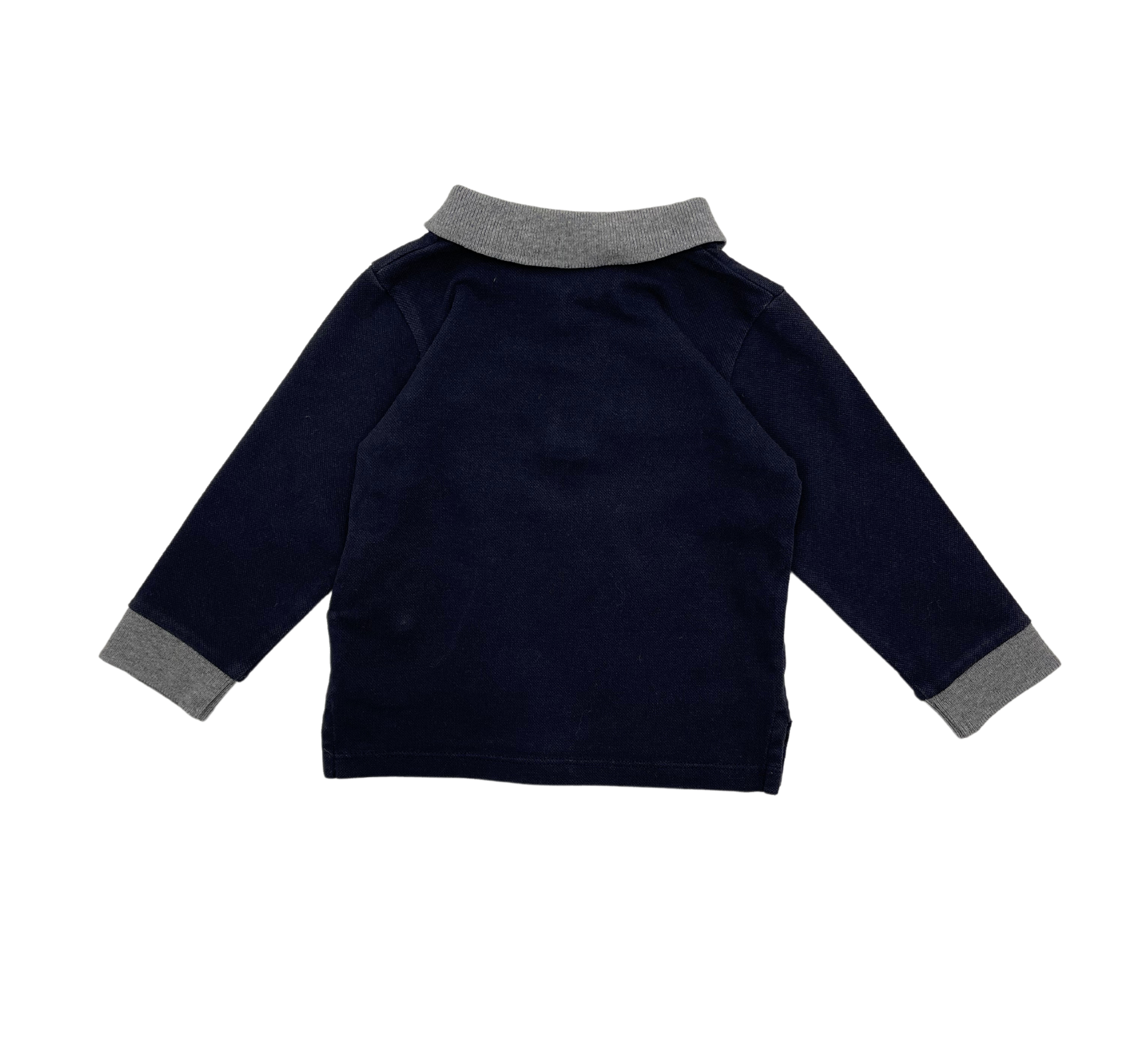 MONCLER - Polo bleu marine col gris - 6/9 mois
