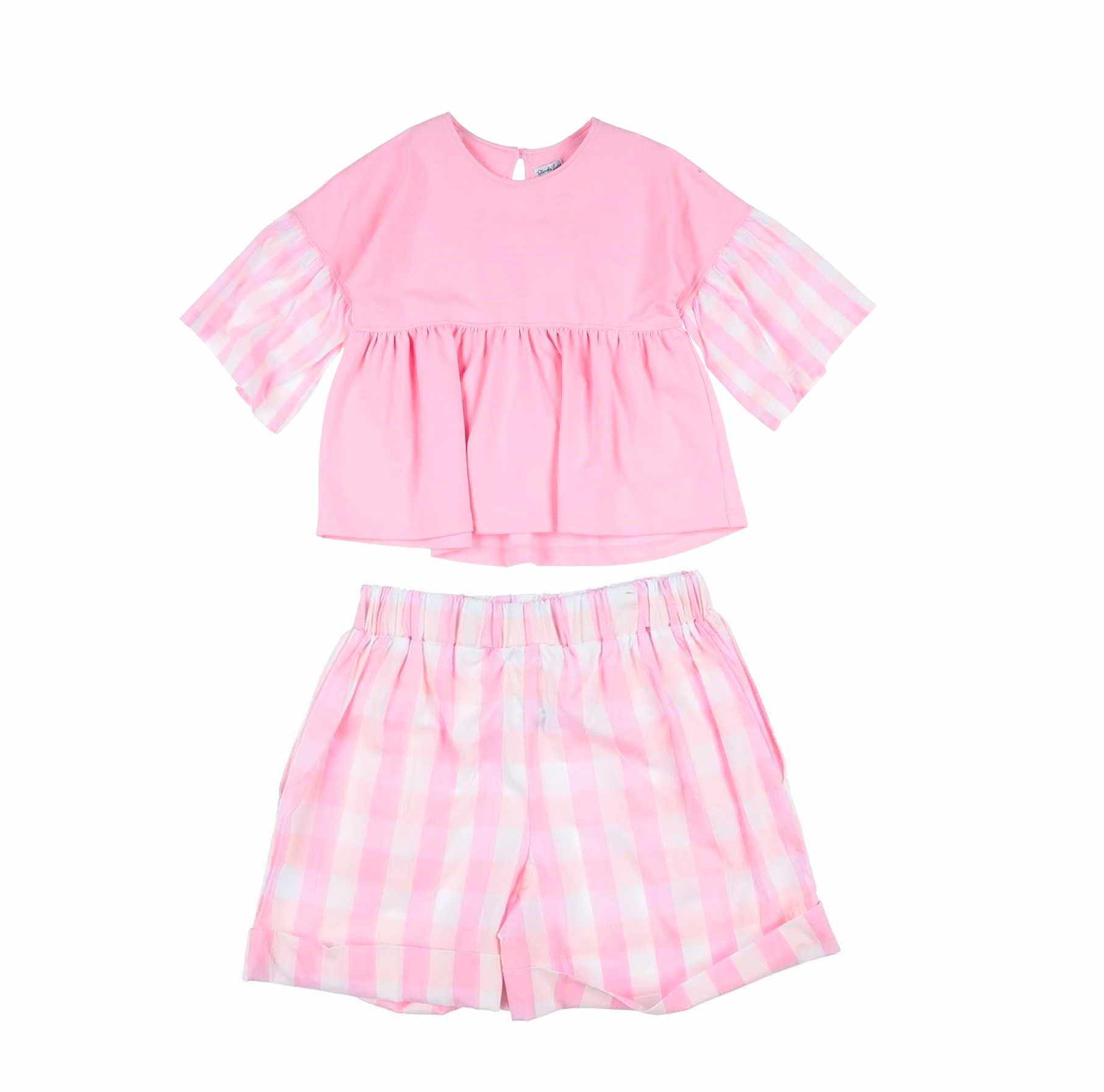 PICCOLA LUDO - Pinke Shorts und kariertes Top-Set - 3 Jahre alt
