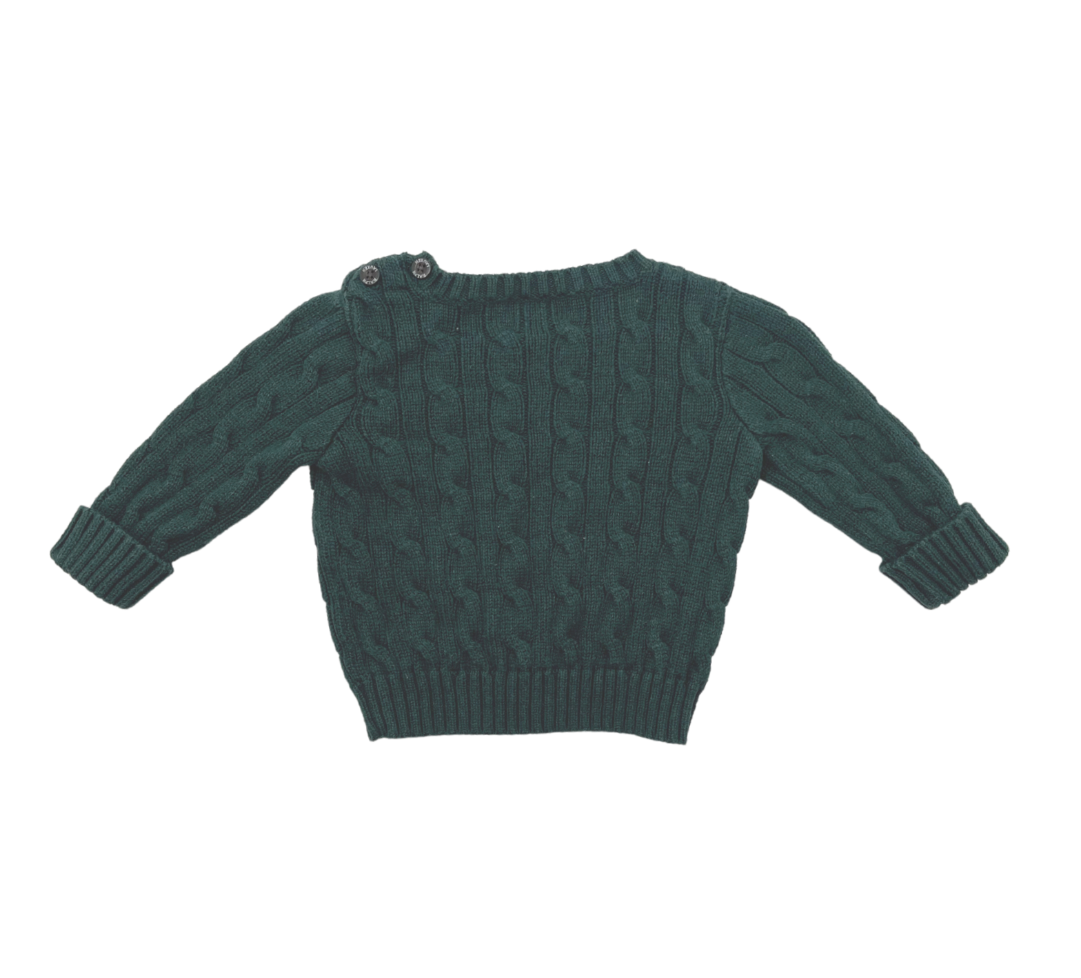 RALPH LAUREN - Zopfstrickpullover aus grüner Baumwolle - 6 Monate