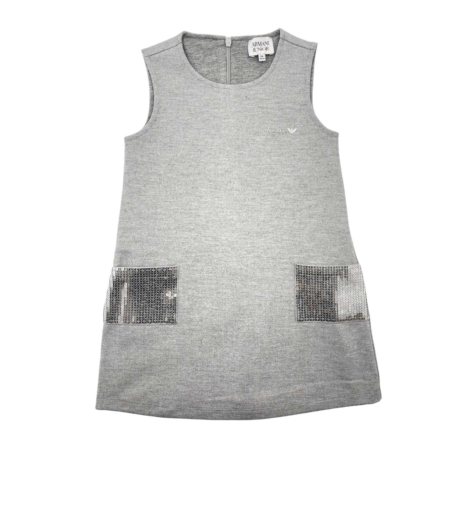 ARMANI - Robe grise avec poches à paillettes - 4 ans