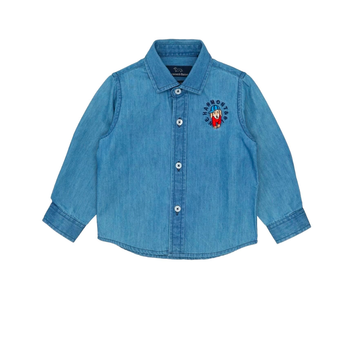 HARMONT & BLAINE - Chemise en jean brodé chien - 9/12 mois