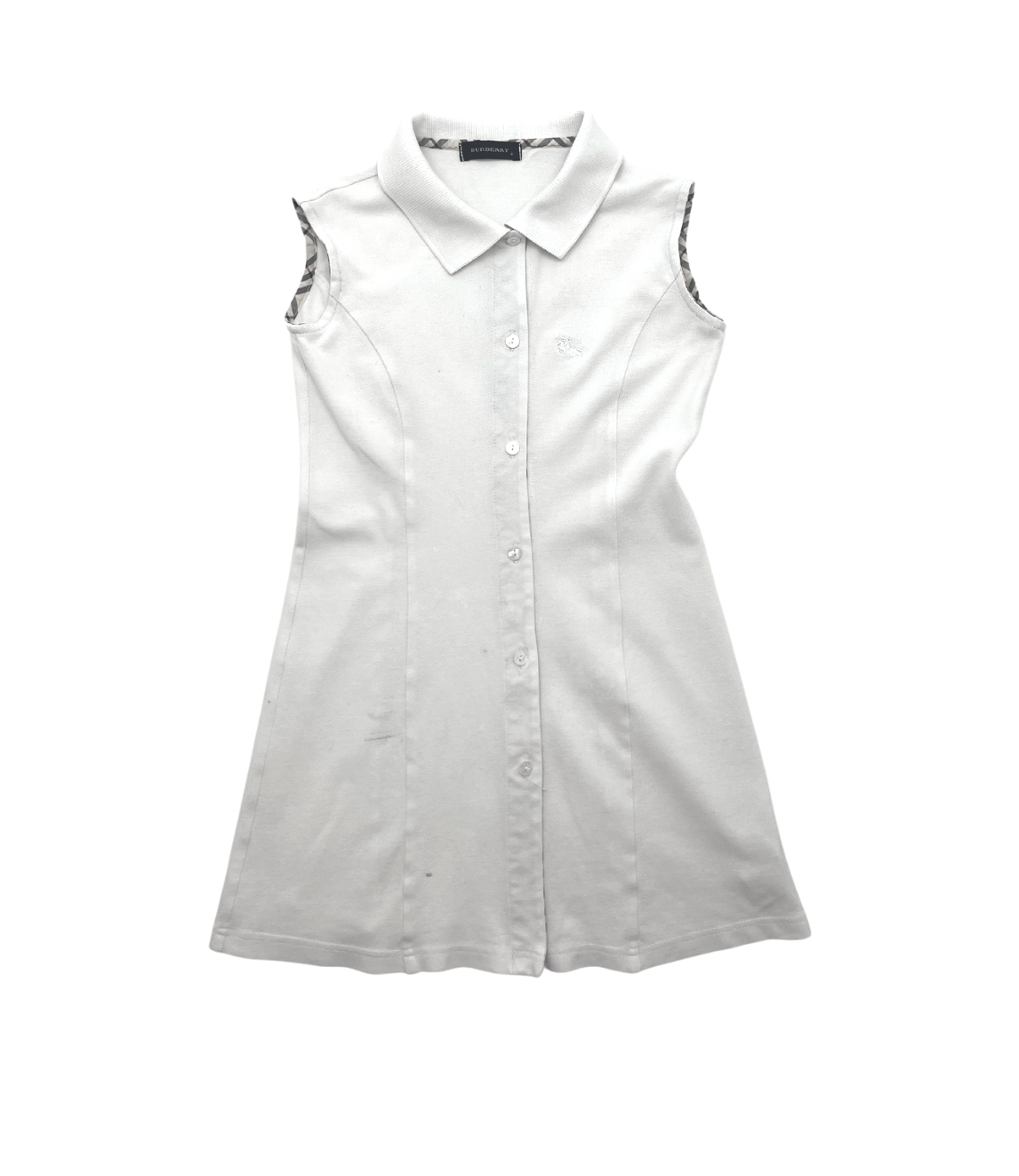 BURBERRY - Robe blanche polo avec vintage check - 8 ans