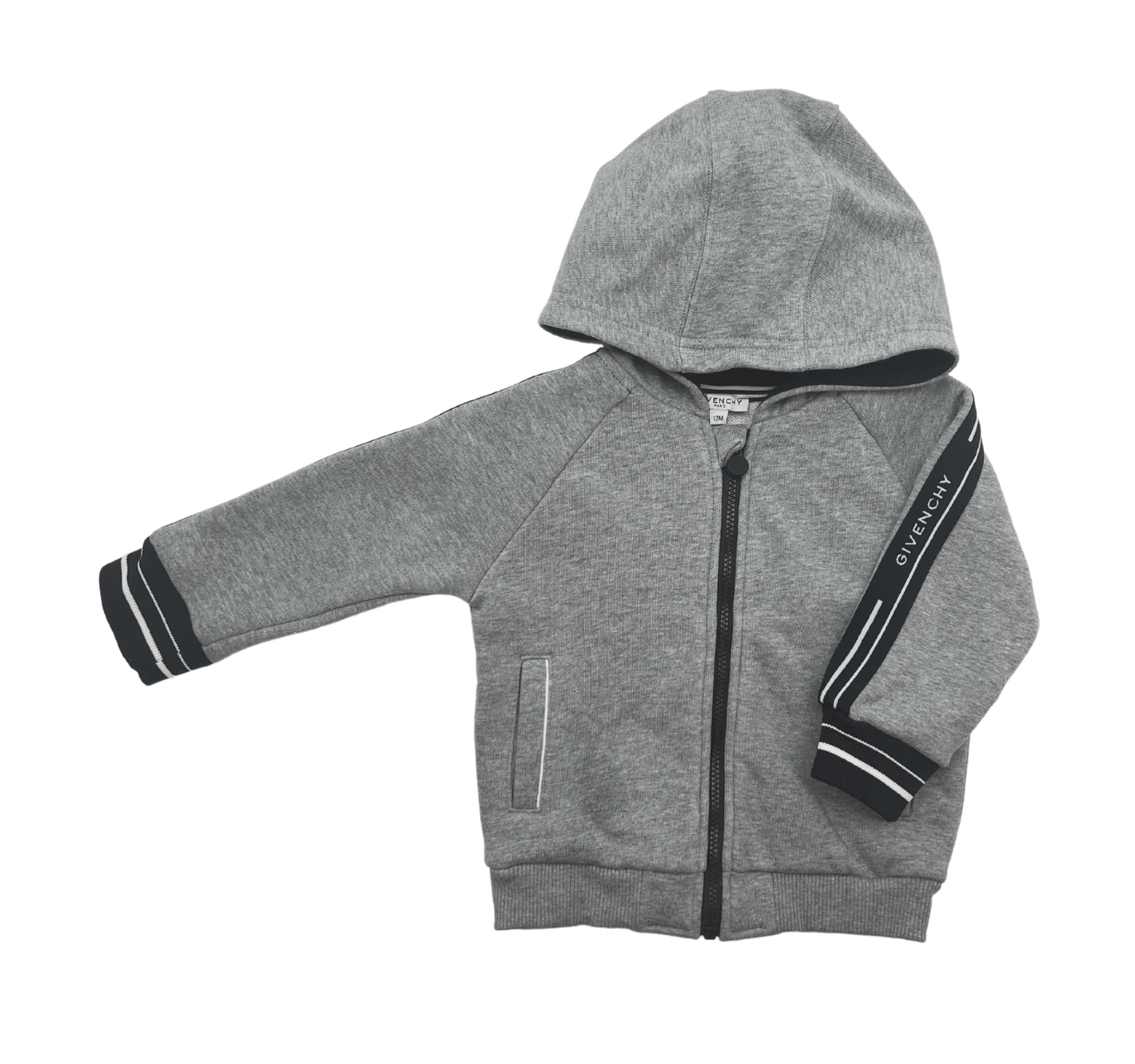 GIVENCHY - Grauer Hoodie mit Logo auf den Ärmeln - 1 Jahr alt