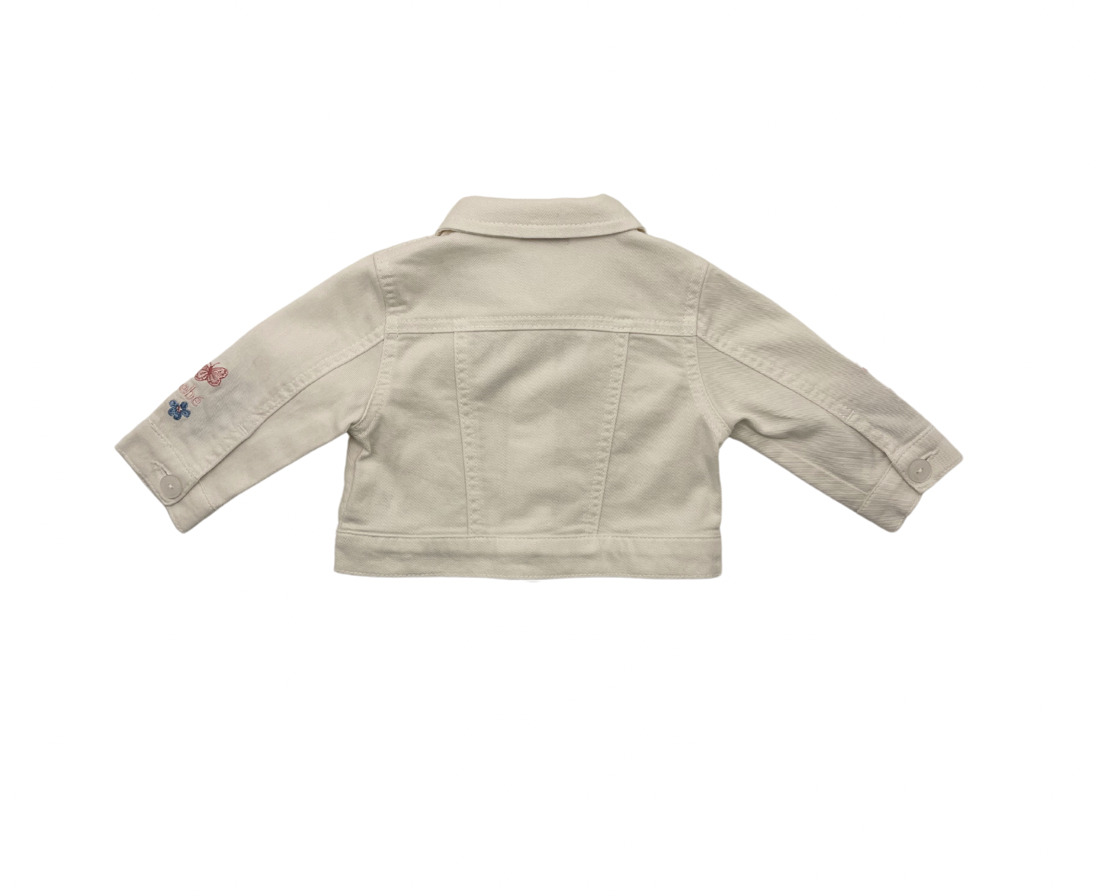 THE BABY - White denim jacket with floral embroidery - 6 months