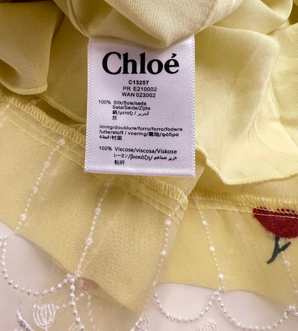 CHLOÉ - Jupe en soie jaune - 10 ans