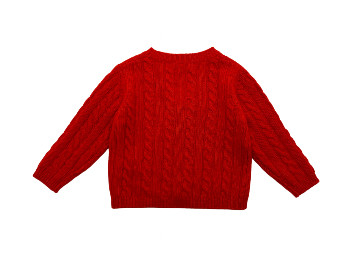 IL GUFO - Pull en laine torsadé rouge - 9 mois