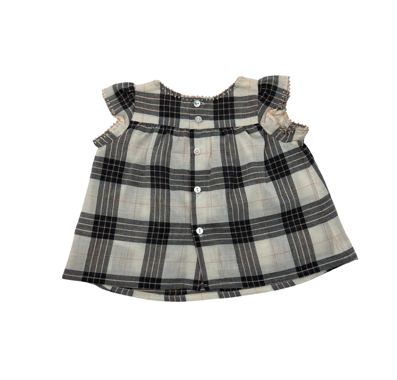 BONPOINT - Beige, grau & rosa kariertes Set - 3 Monate