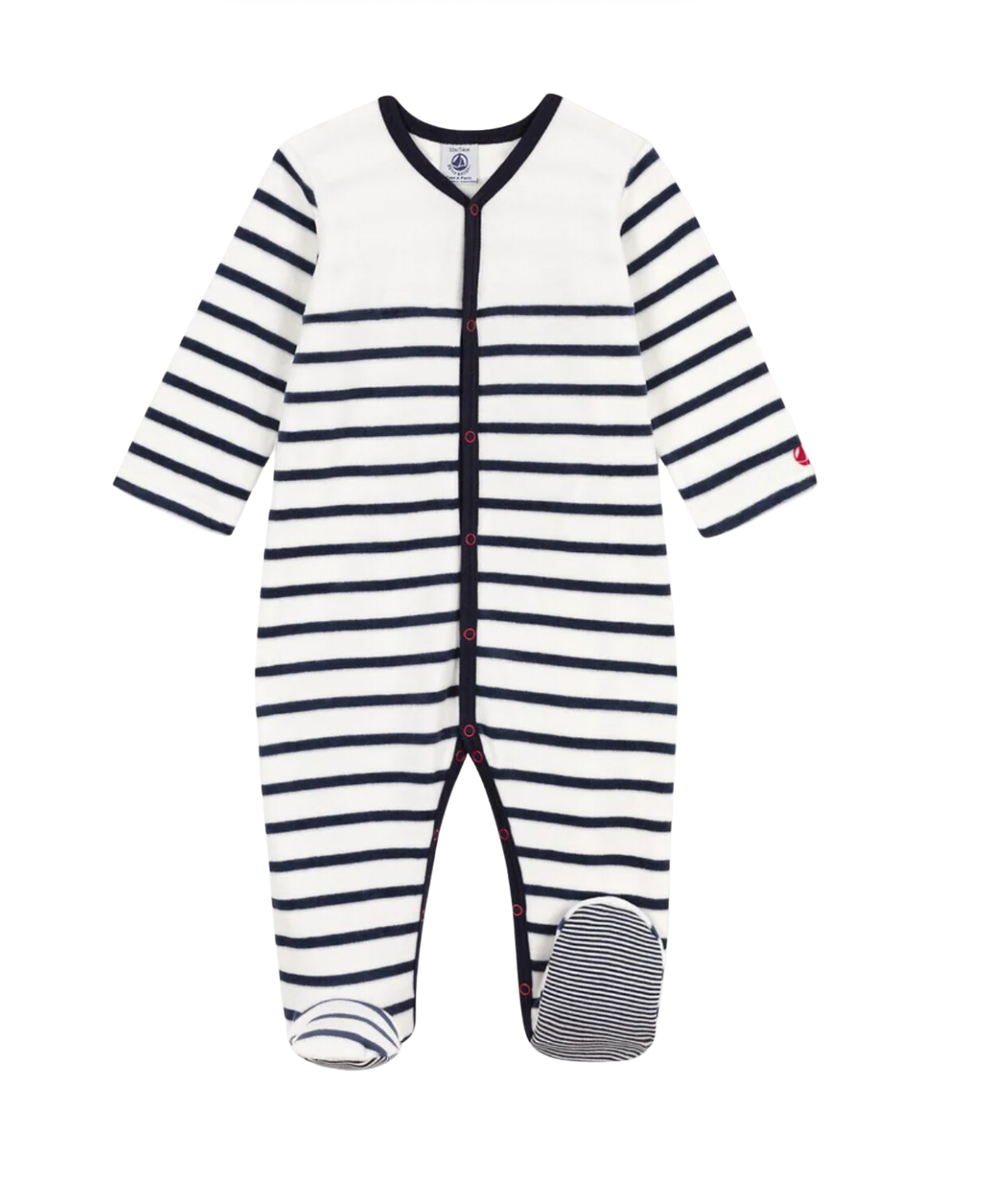 PETIT BATEAU - Blue & white striped pajamas - 3 months