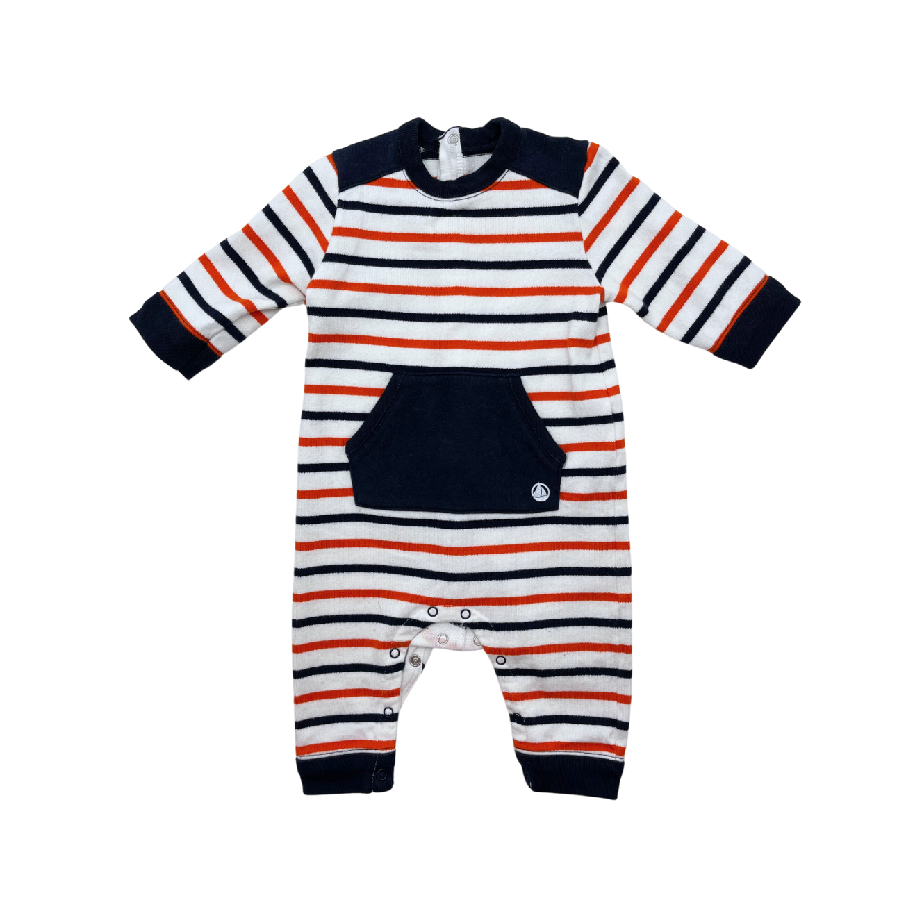 PETIT BATEAU - Blue & red striped pajamas - 3 months
