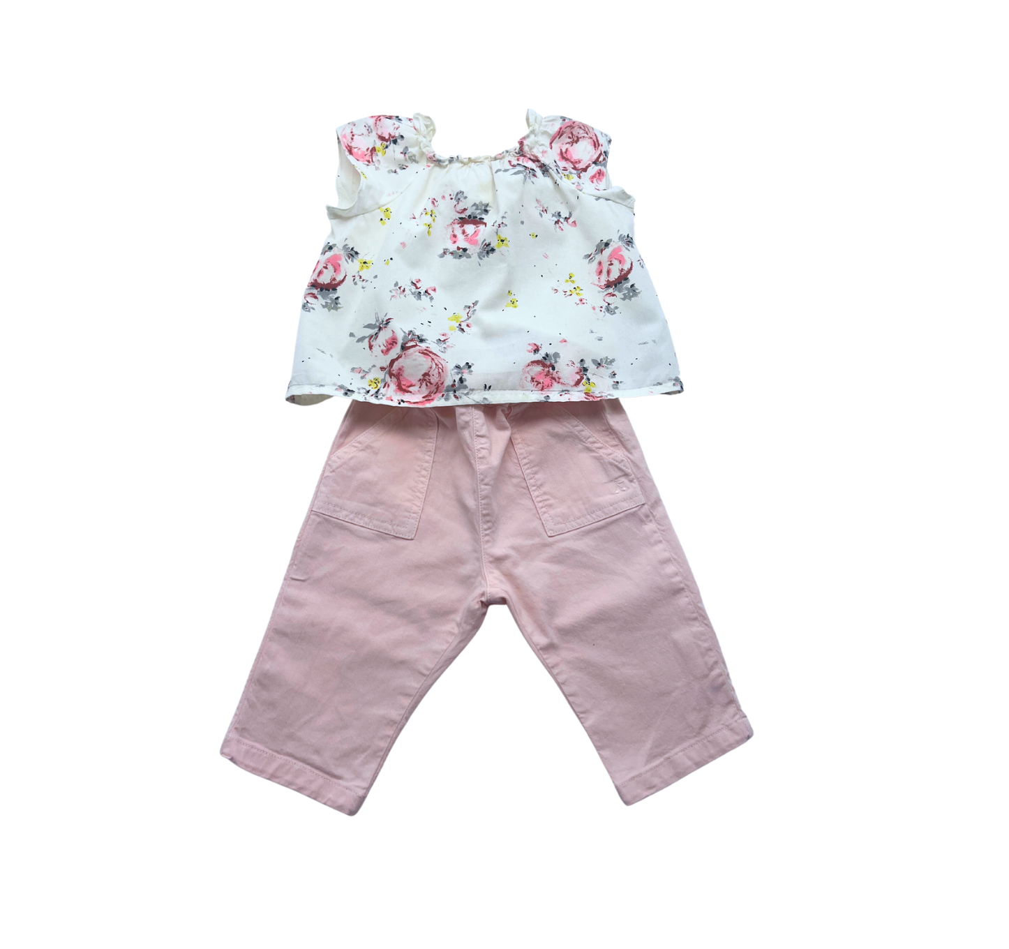 BONPOINT - Ensemble pantalon role & blouse à fleurs - 6 mois