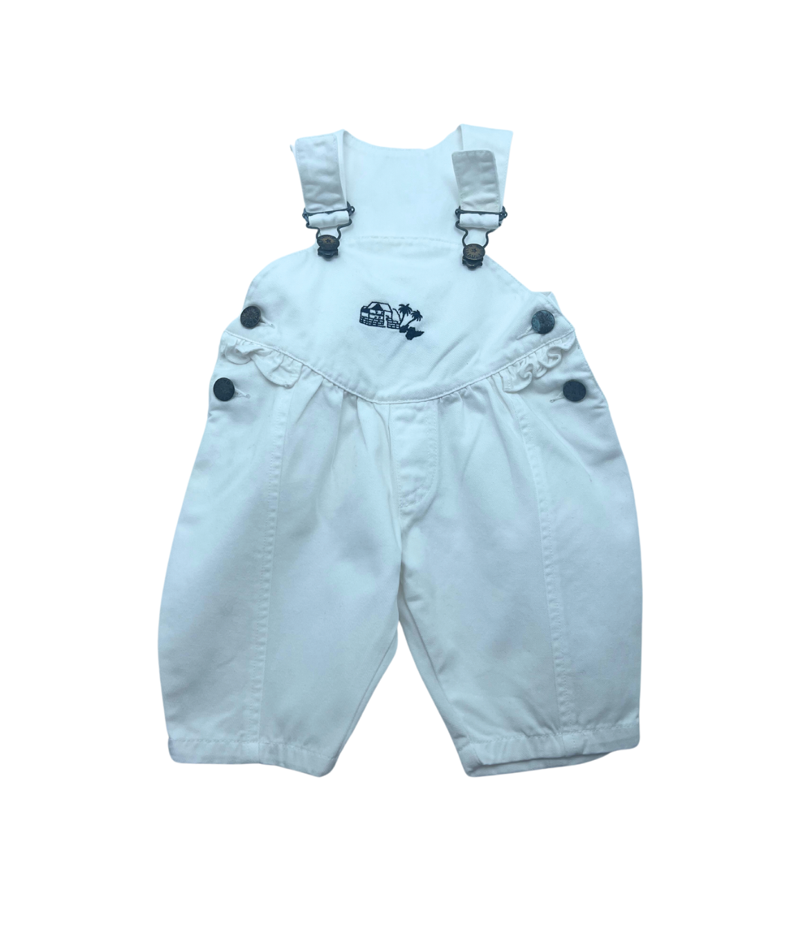 PETIT BATEAU - Weiße Latzhose - 3 Monate