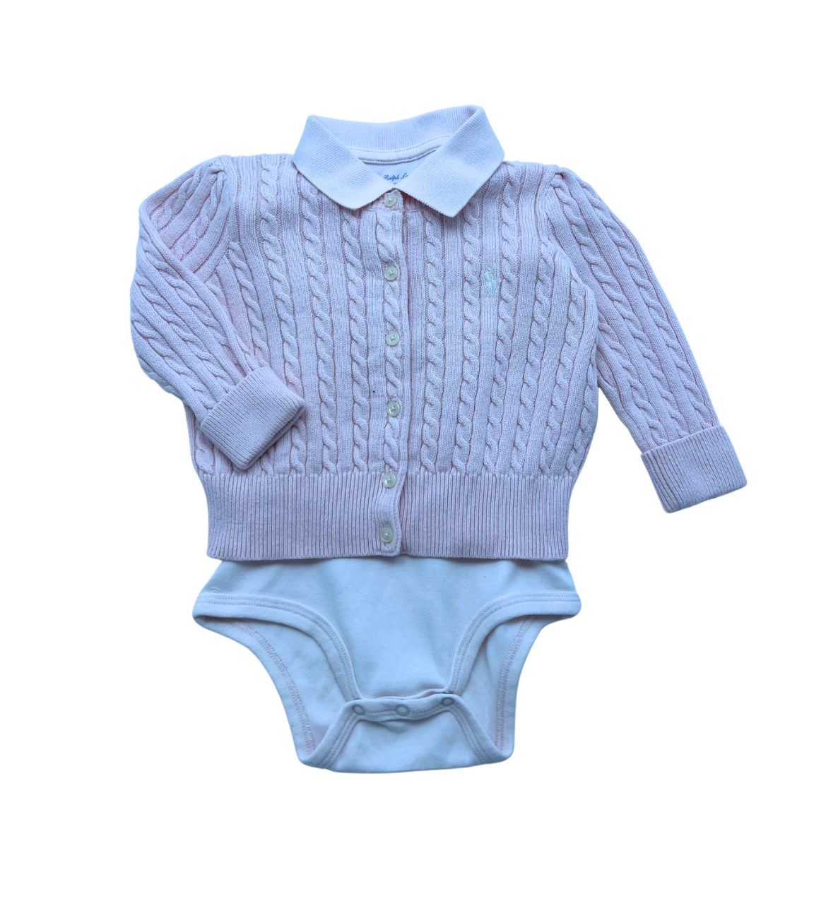 RALPH LAUREN - Bodysuit & pink twisted cardigan set - 9 months