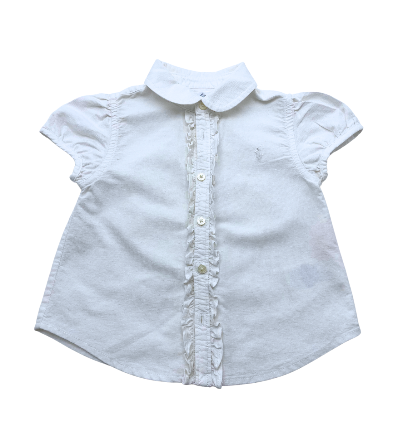 RALPH LAUREN - Weißes Poloshirt mit Rüschen - 18 Monate