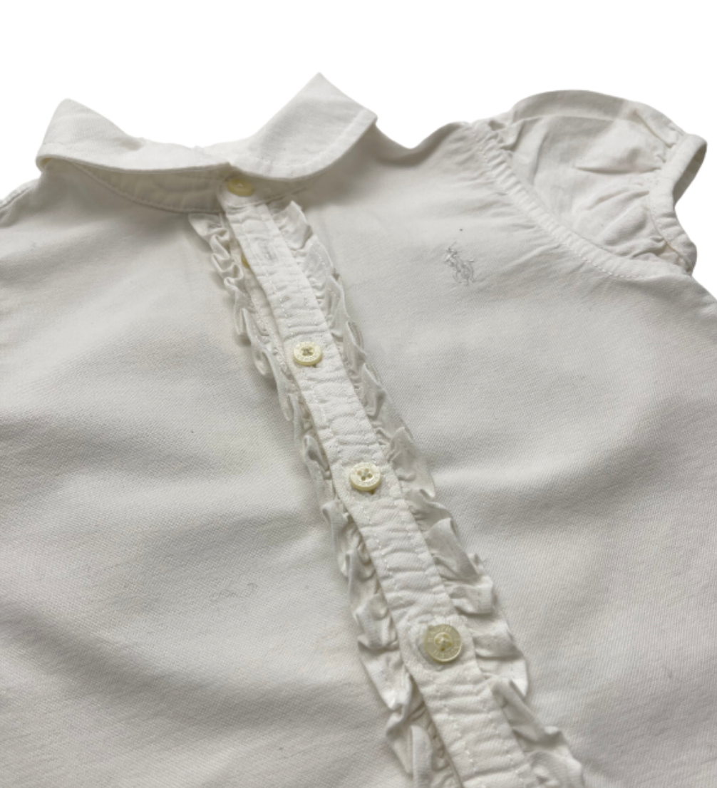 RALPH LAUREN - White ruffle polo shirt - 18 months