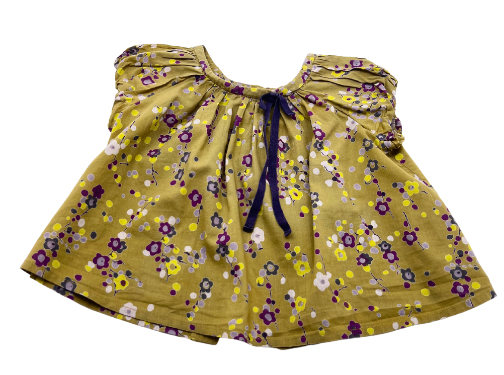 BONPOINT - Grüne Bluse mit Blumenmuster - 12 Monate