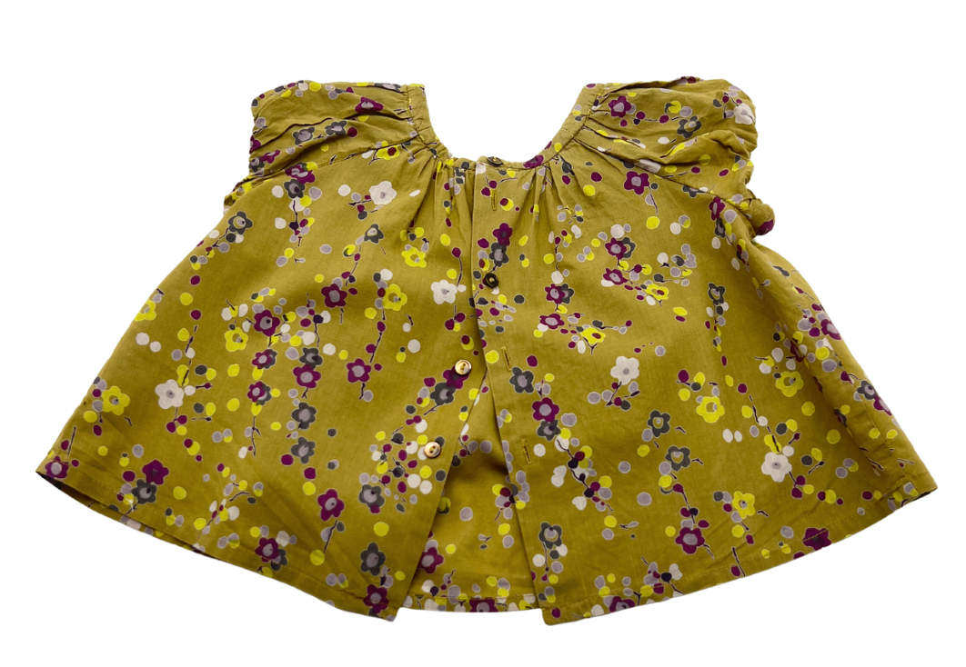 BONPOINT - Grüne Bluse mit Blumenmuster - 12 Monate