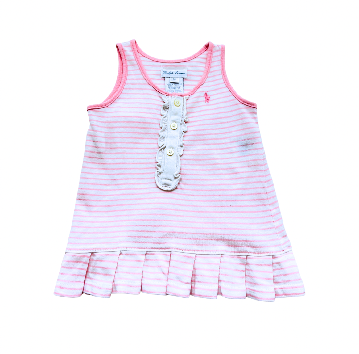 RALPH LAUREN - Rosa gestreiftes Kleid - 3 Monate