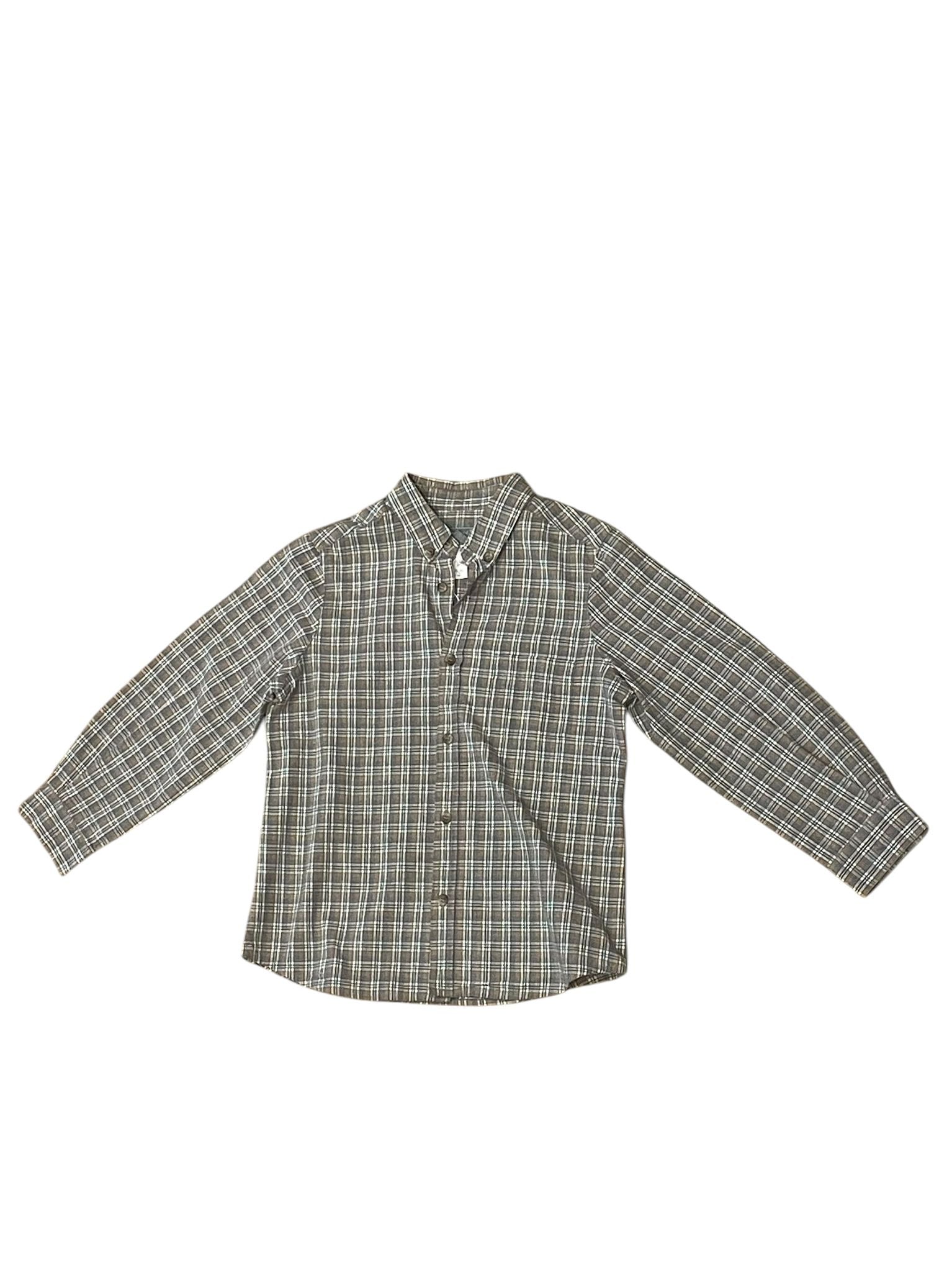 BONPOINT - Brown long-sleeved checked shirt - 4 years
