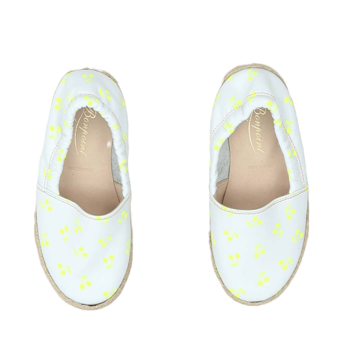 BONPOINT - White espadrilles with yellow cherries, new - 26