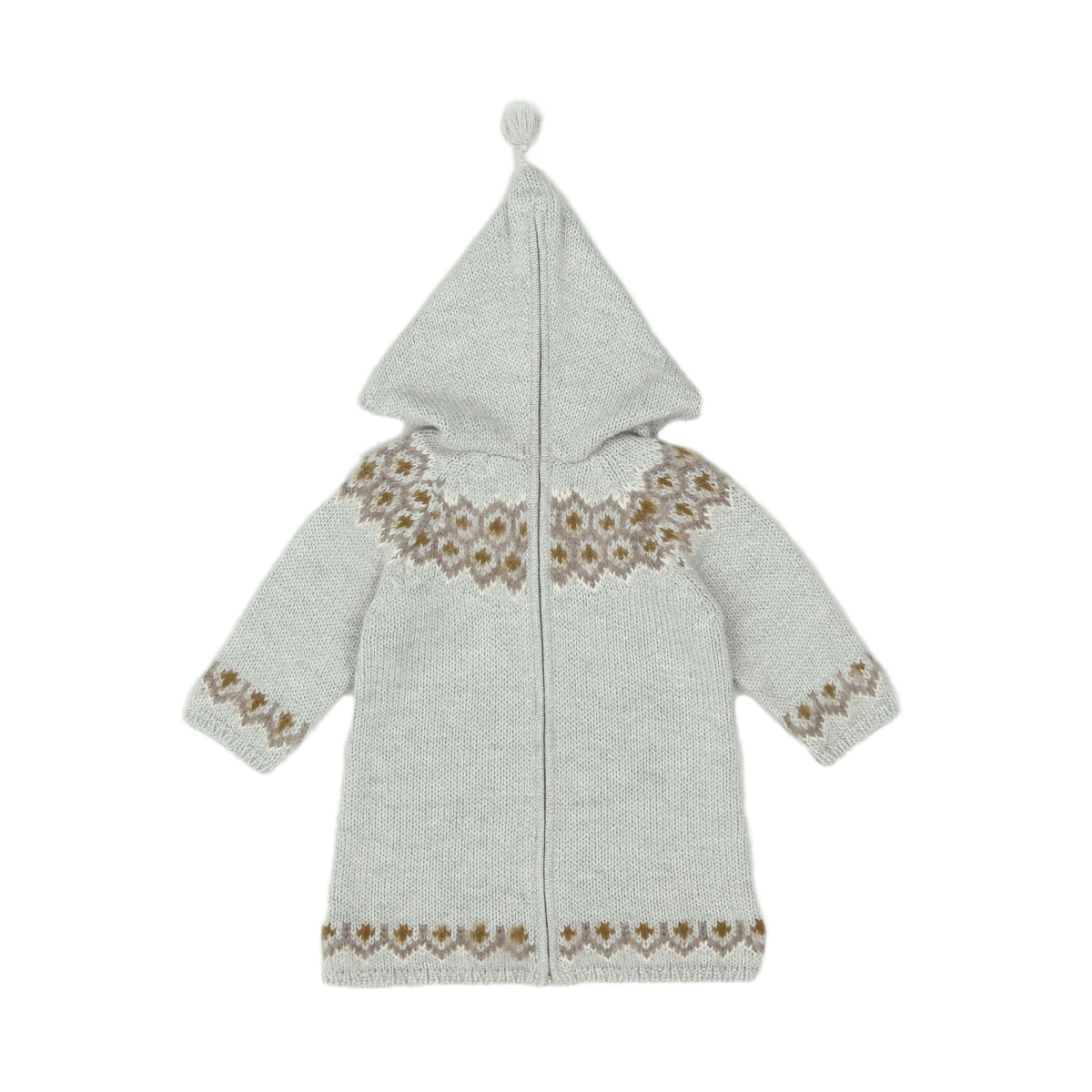 BONPOINT - Grau gemusterter Alpaka-Burnou - 2 Jahre