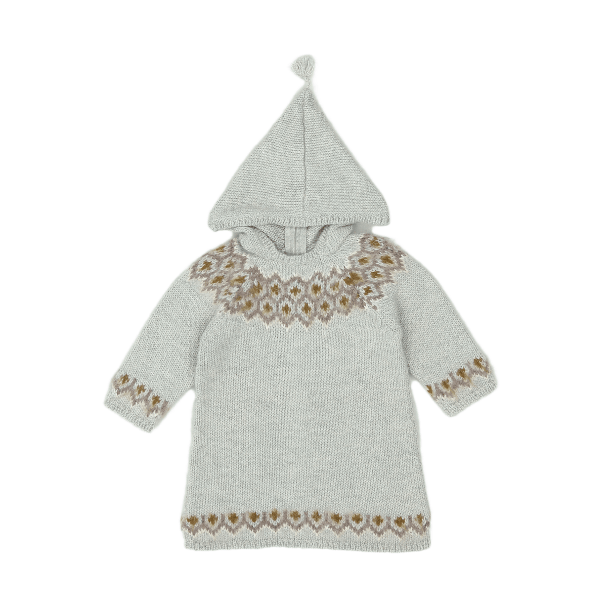 BONPOINT - Grau gemusterter Alpaka-Burnou - 2 Jahre