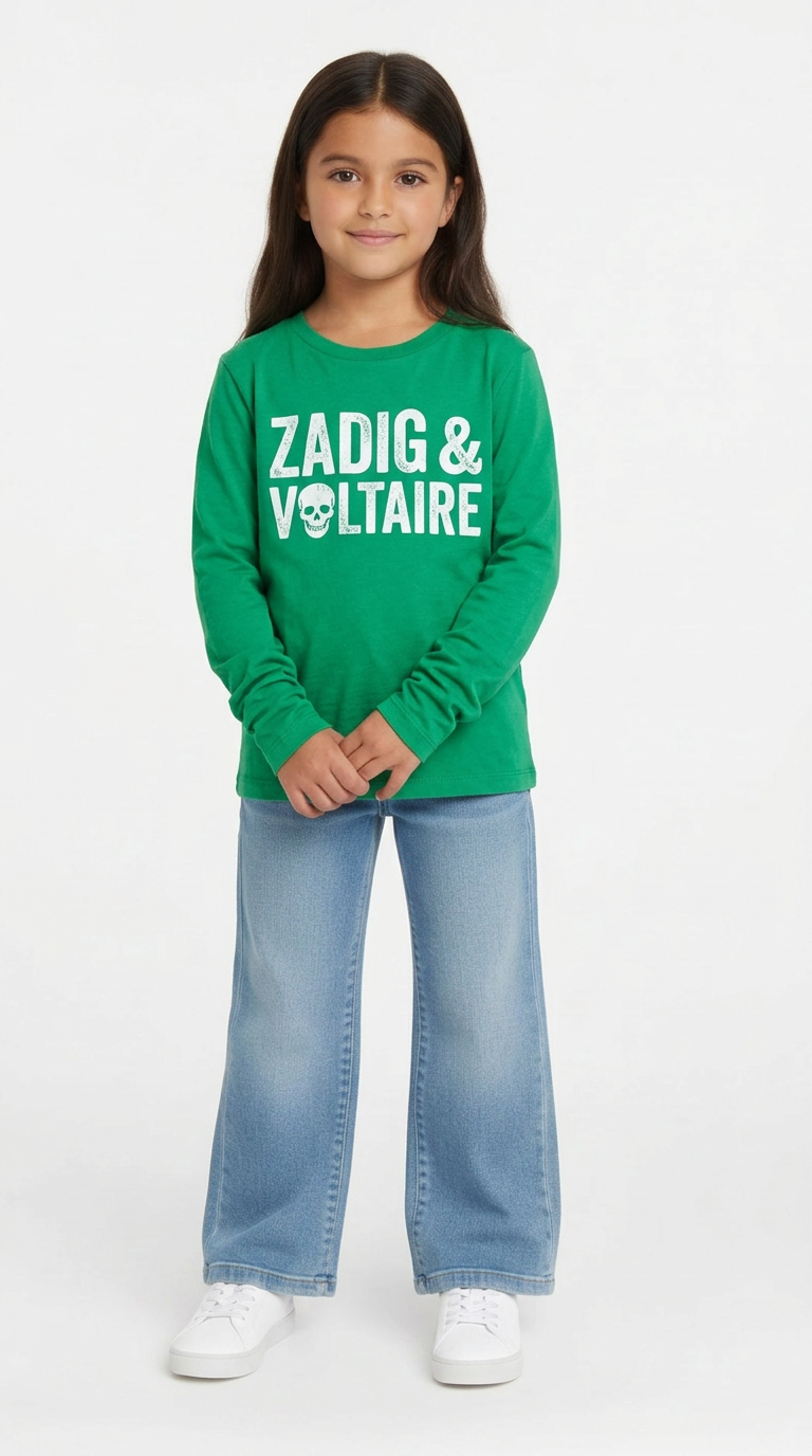 ZADIG & VOLTAIRE - T-SHIRT - VERT - 6 ANS