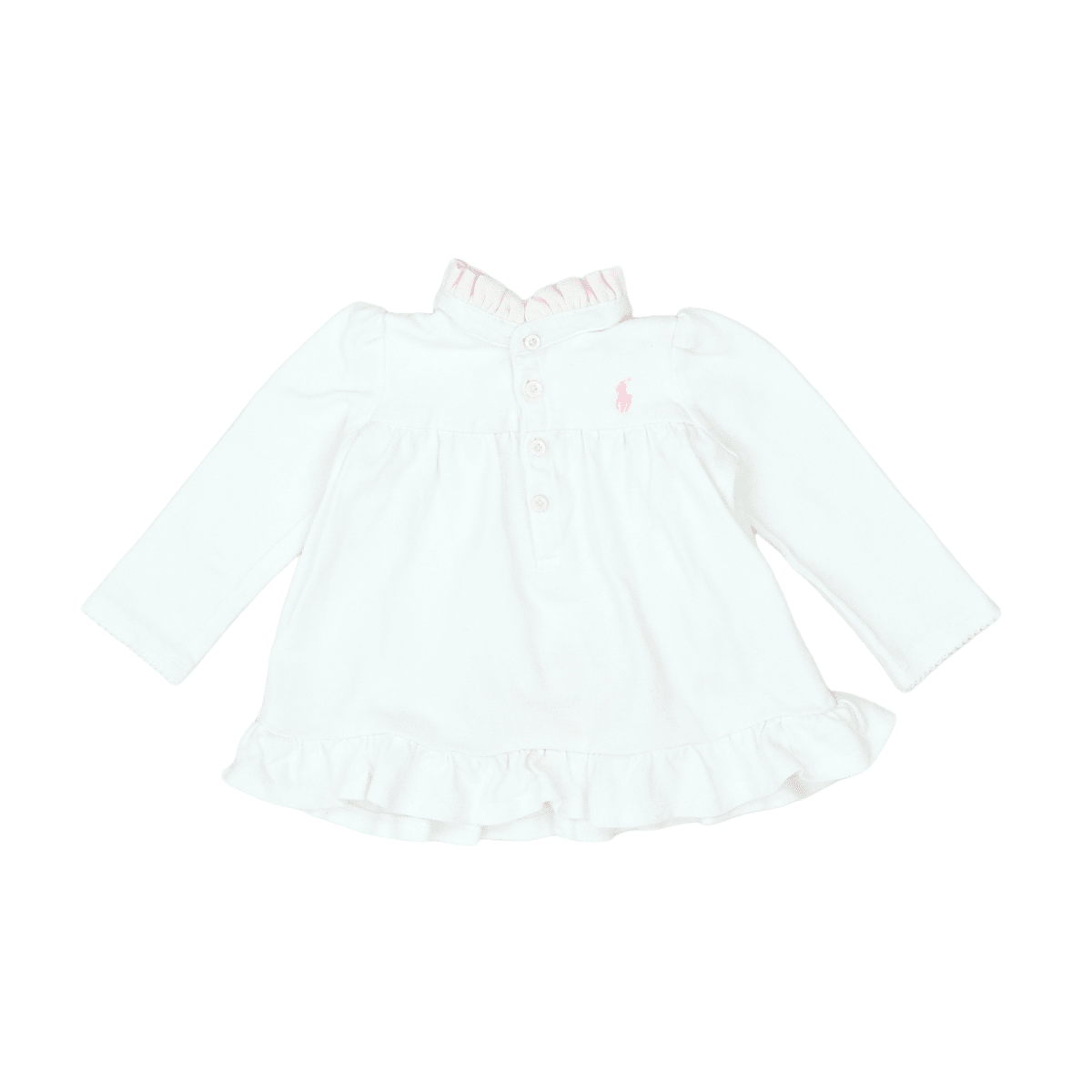 RALPH LAUREN - ROBE - BLANC, ROSE - 9 MOIS
