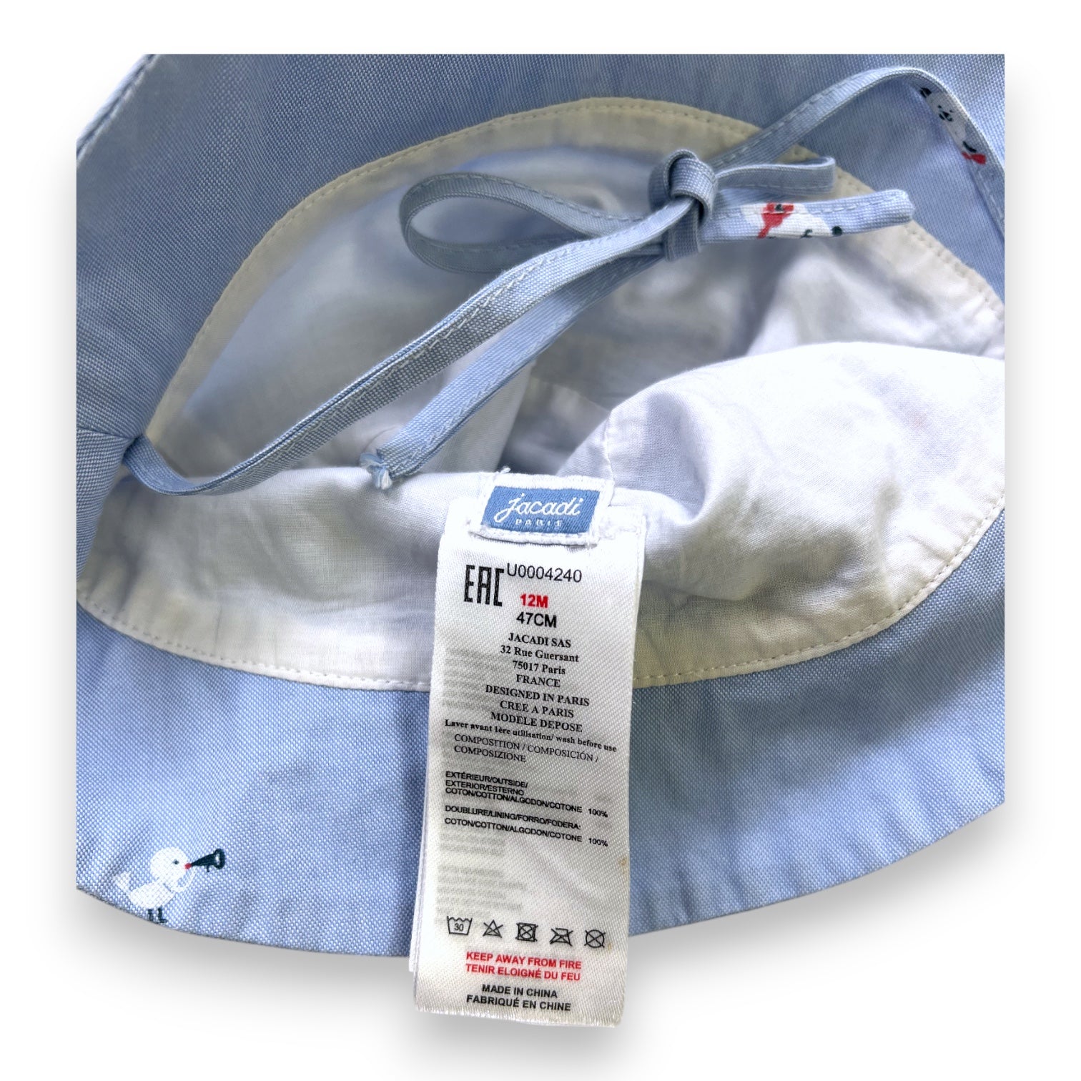 JACADI - HAT - BLUE - 12 MONTHS