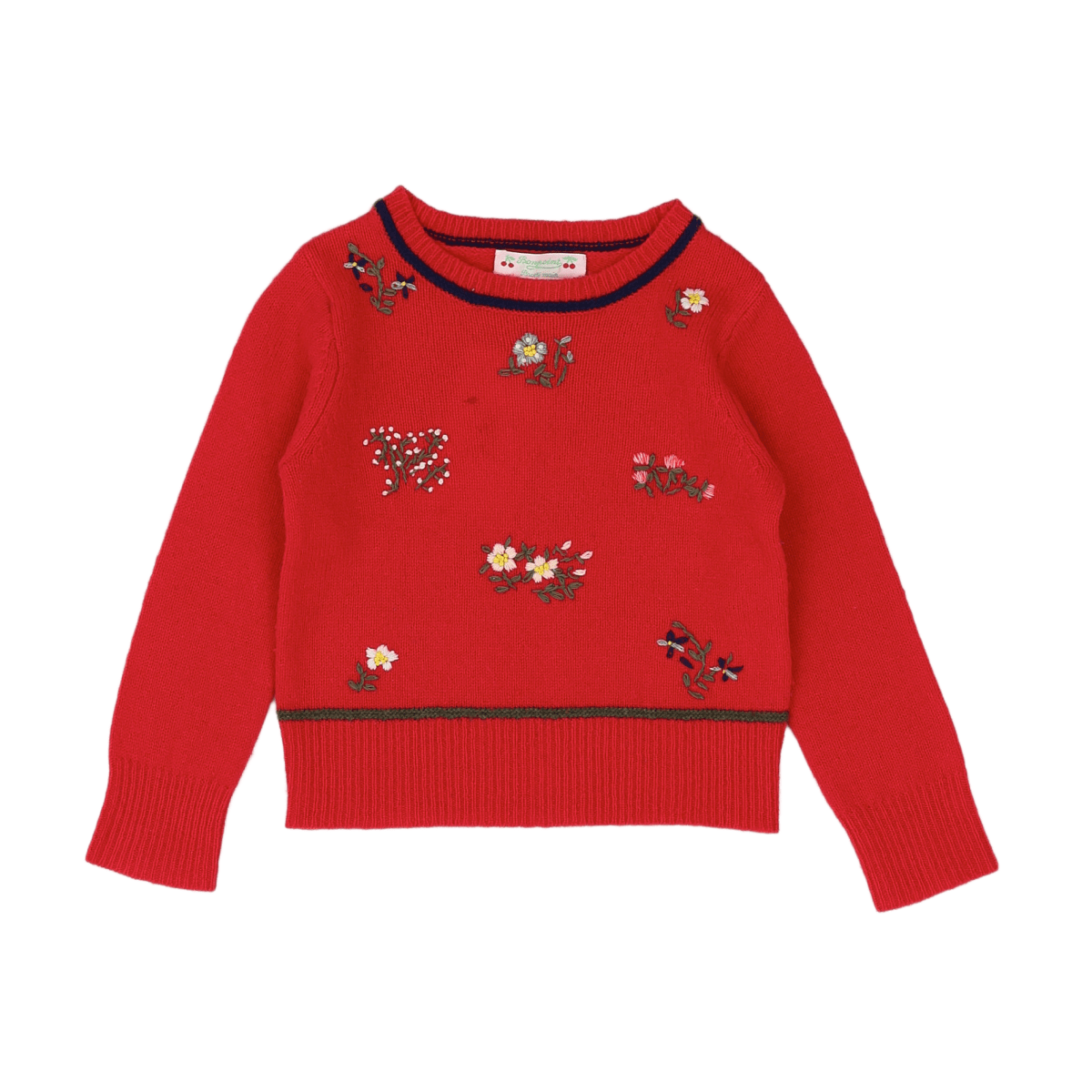 BONPOINT - Red wool sweater with embroidery - 4 years