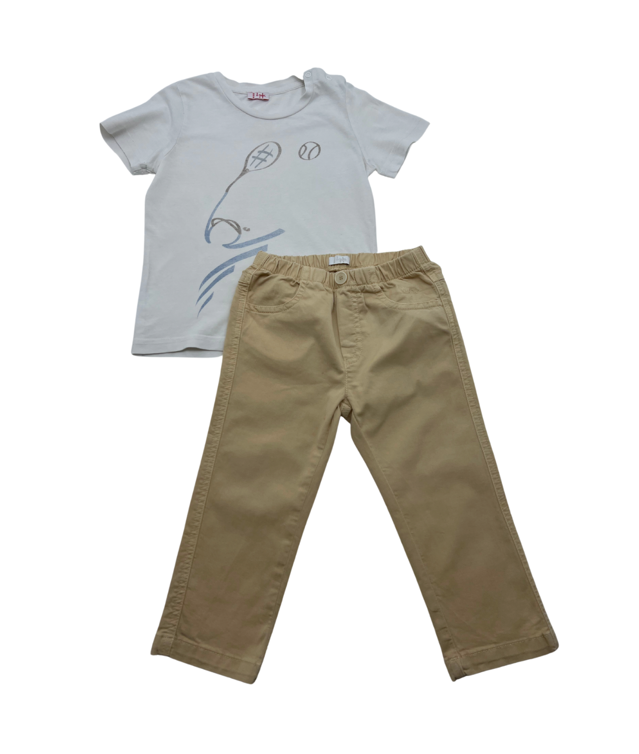 IL GUFO - Ensemble pantalon beige & t-shirt tennis - 18 mois