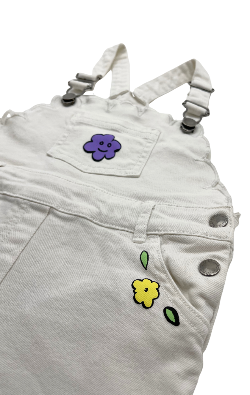 STELLA MCCARTNEY - Salopette en jean blanche à fleurs - 24 mois