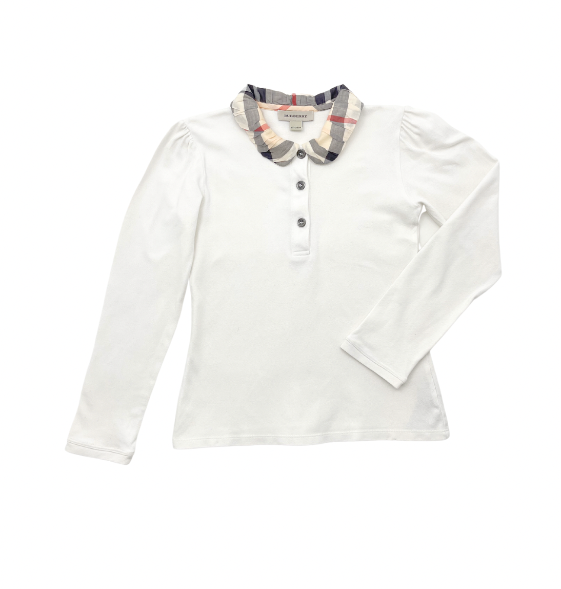 BURBERRY - Polo blanc manches longues - 8 ans