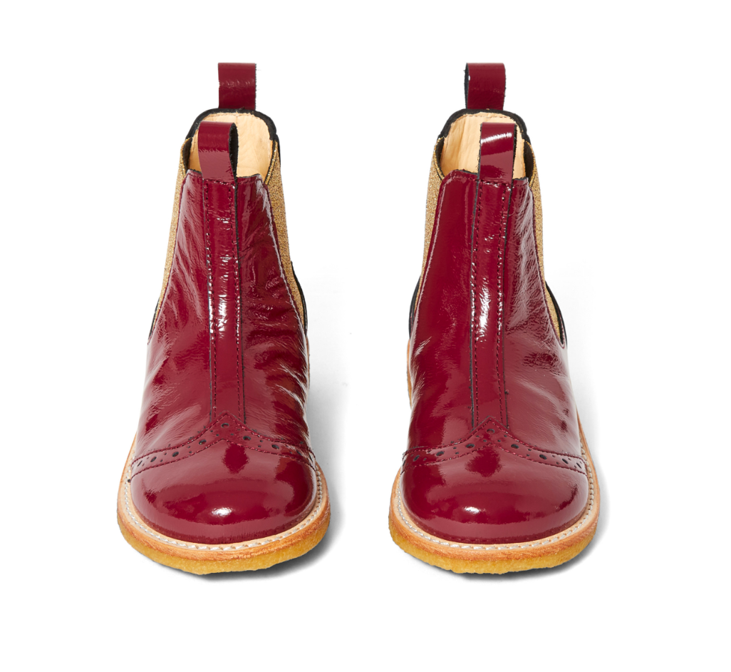 ANGULUS - Boots en cuir bordau avec élastic doré à paillettes - 32