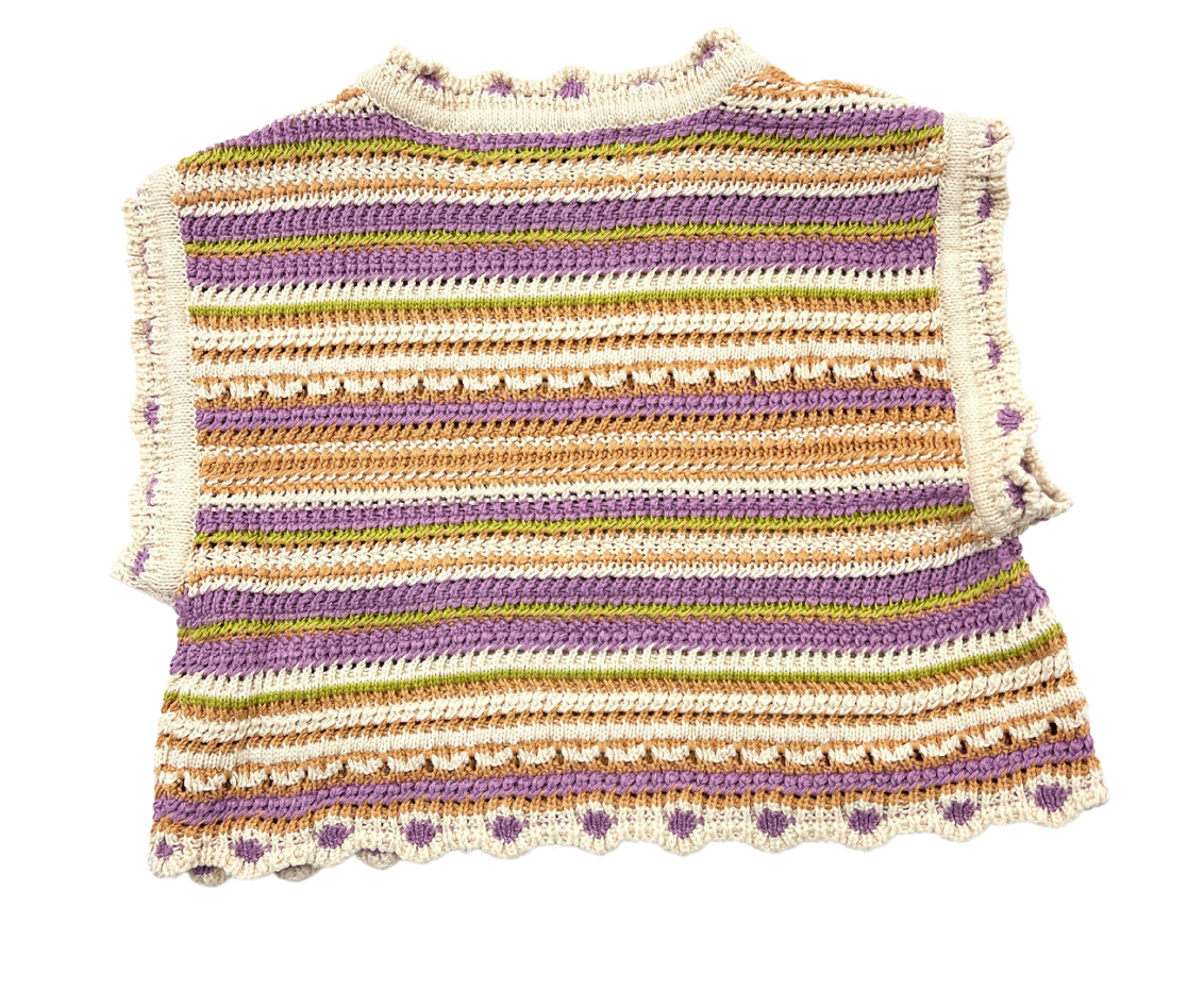 BEBE ORGANIC - Top rayé multicolore en crochet - 8 ans