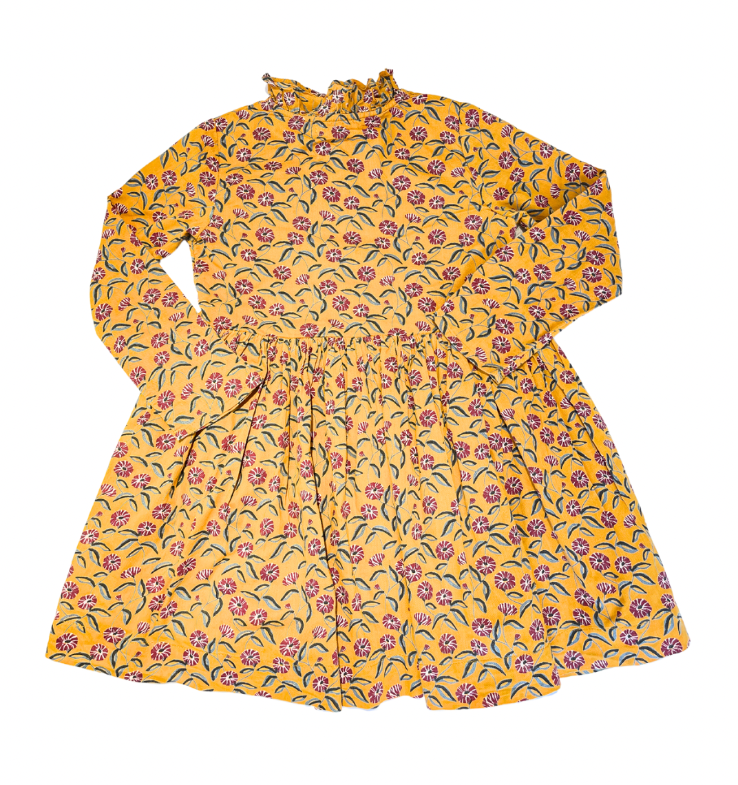 VINTAGE - Robe jaune à fleurs - 6 ans