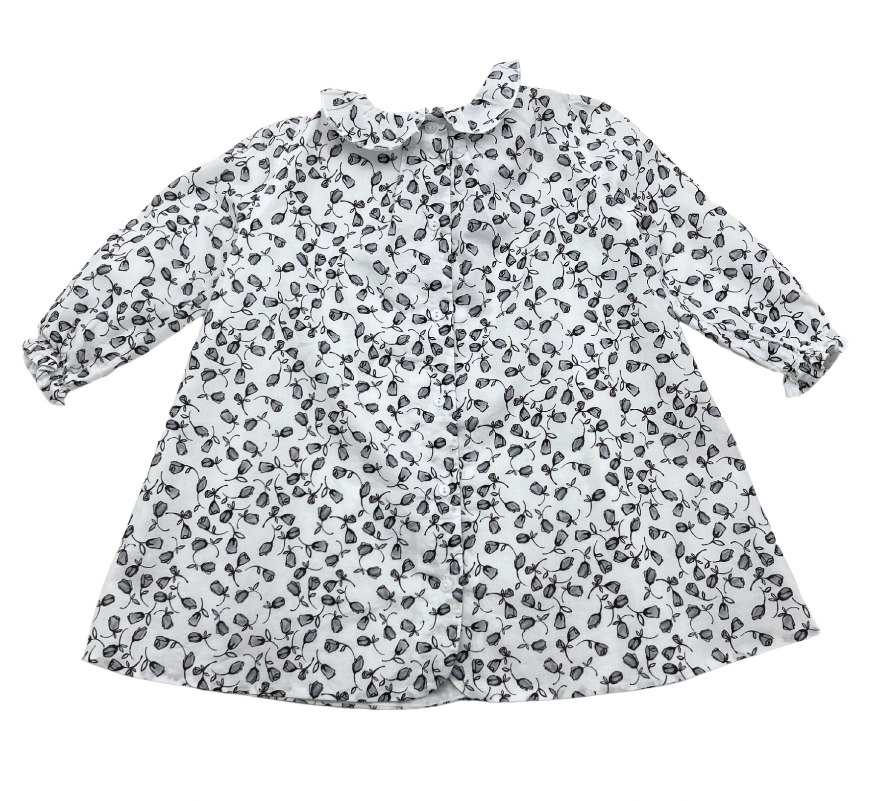 BABY DIOR - Robe à manches longues & bloomer imprimé muguet gris - 12 mois