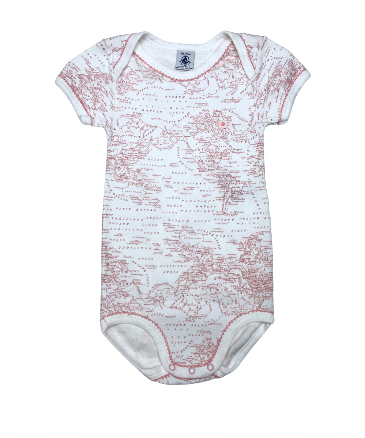 PETIT BOAT - Pink world map bodysuit - 3 years