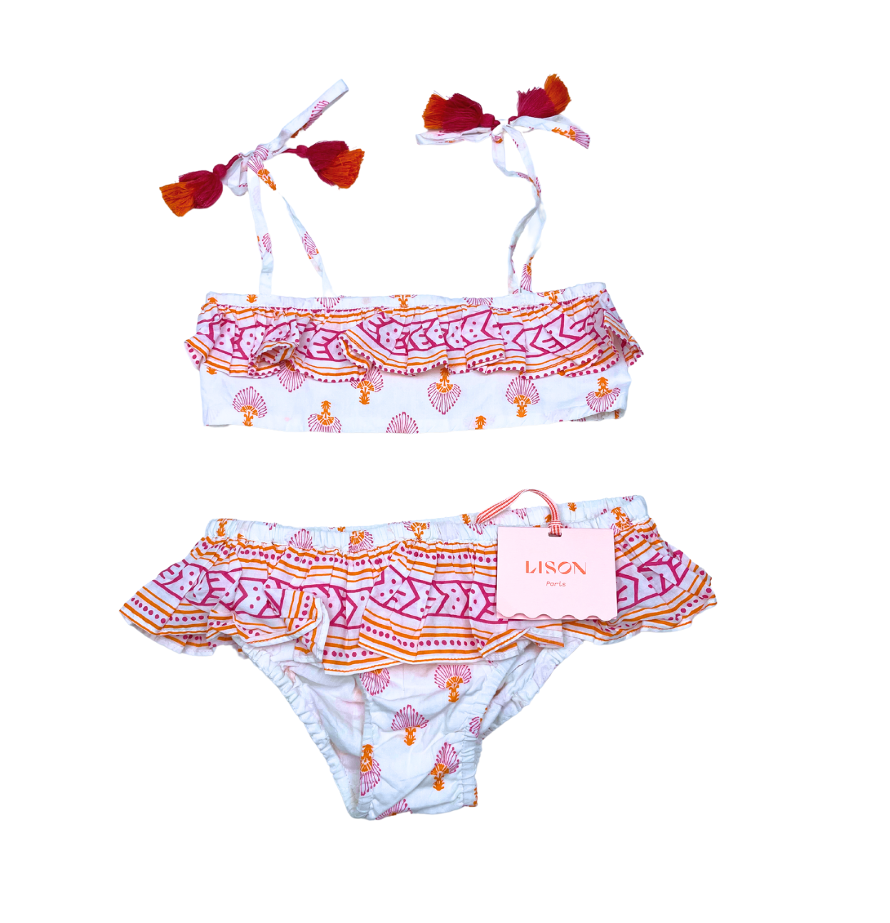 LISON PARIS - Maillot de bain bikini rose à fleurs - 10 ans