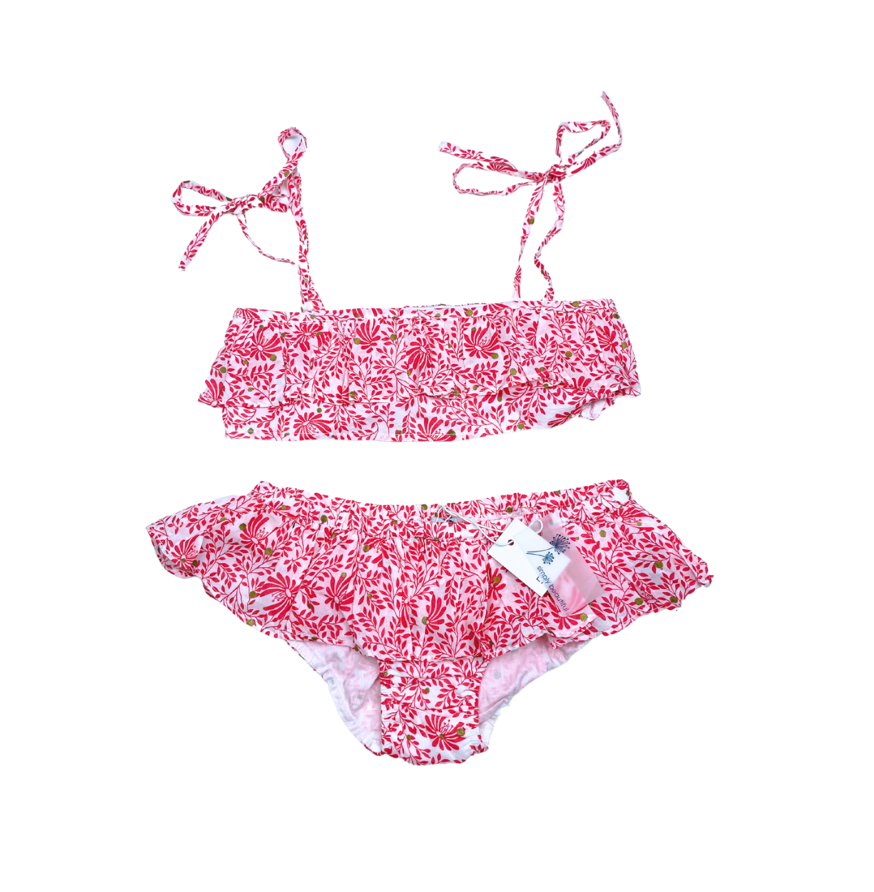 LISON PARIS - Maillot de bain bikini rose fleuri - 10 ans