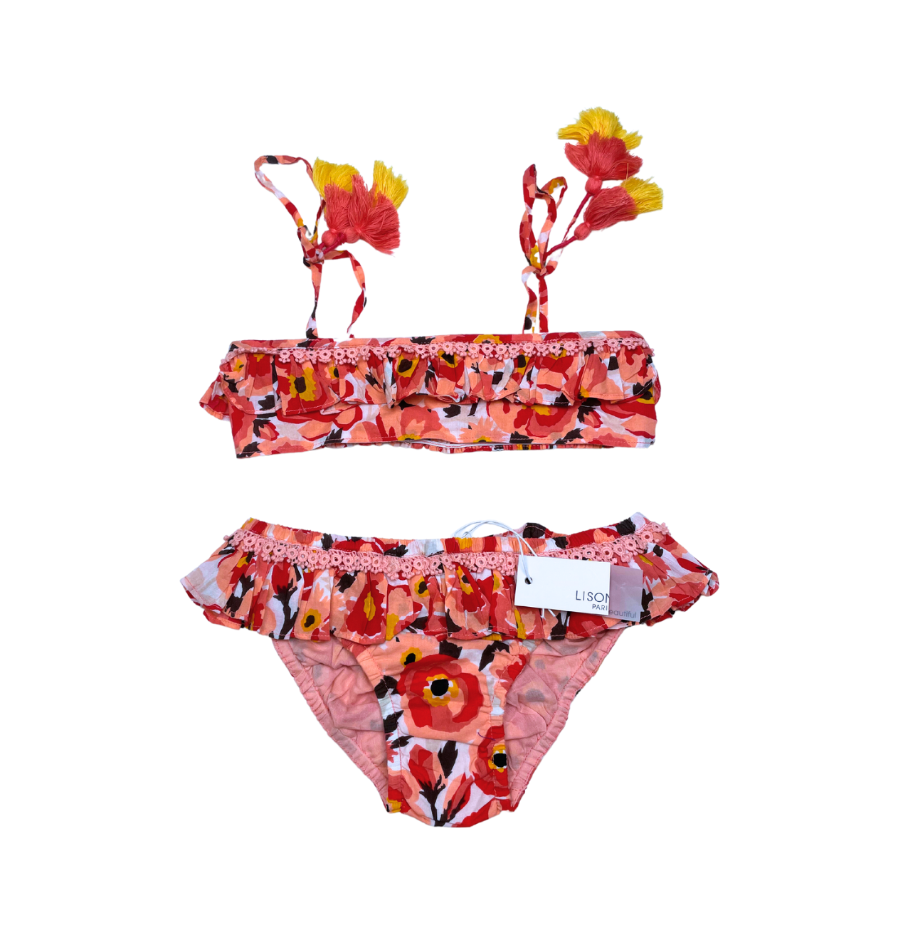 LISON PARIS - Maillot de bain bikini avec fleurs roses - 6 ans