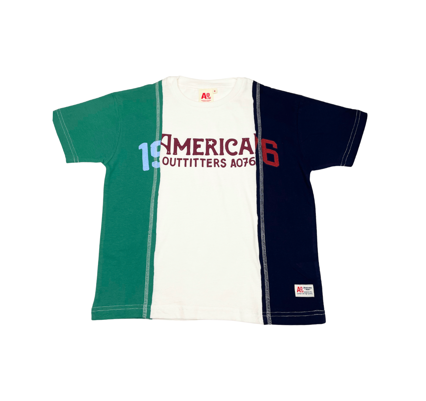 AMERICAN OUTFITTERS - T-shirt vert, blanc, marine - 8 ans