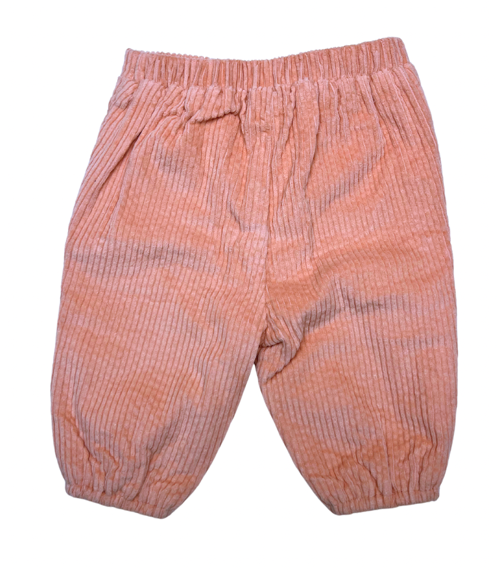 LOUISE MISHA - Pantalon en velours rose avec détails or sur la taille - 6 mois