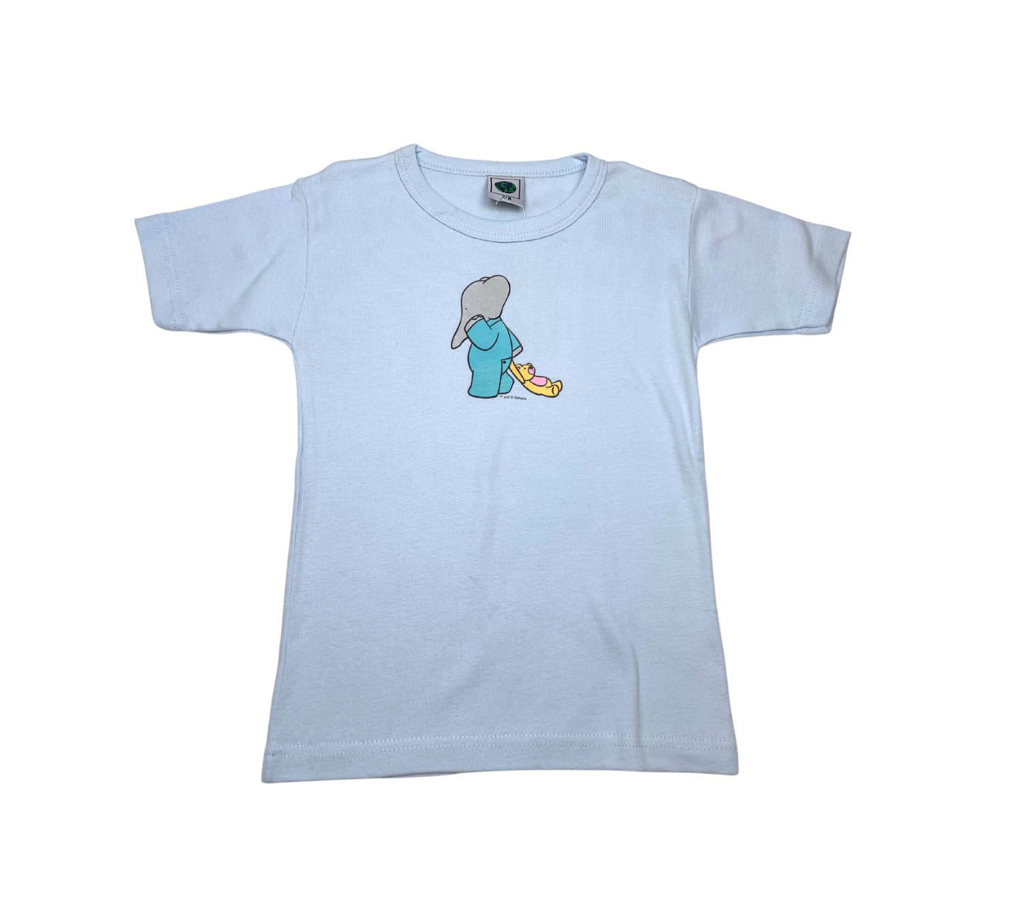 VINTAGE - T-shirt bleu clair Babar - 7/8 ans