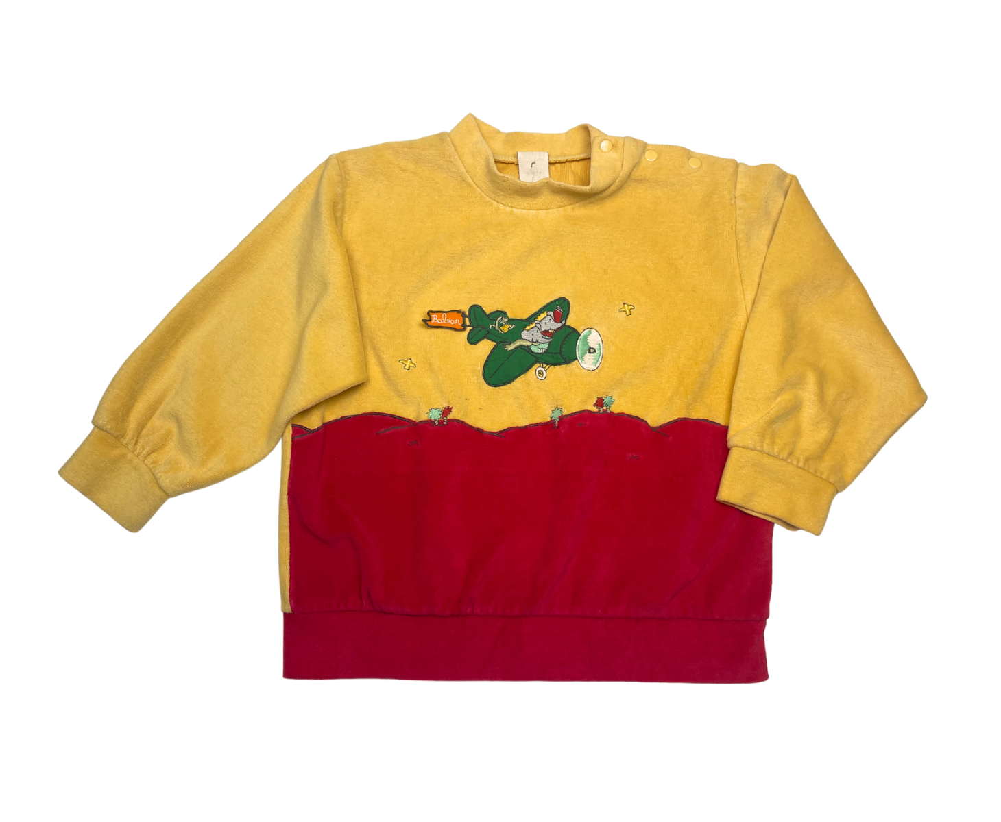 VINTAGE - Pyjama en velour rouge et jaune Babar - 3 ans